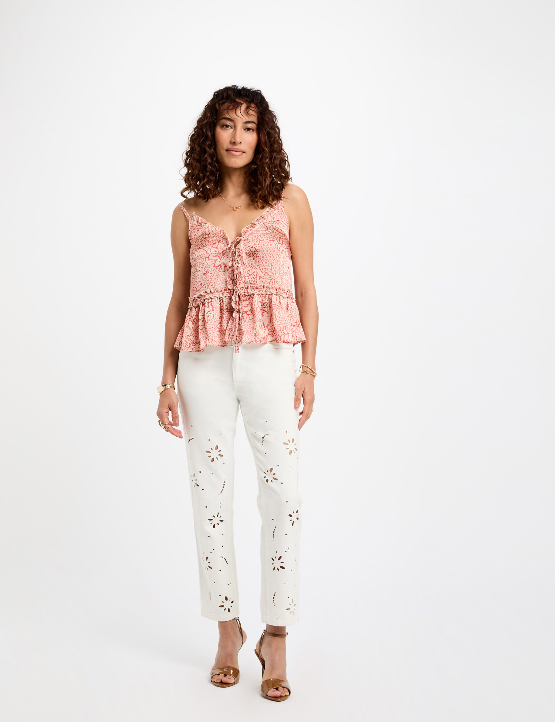 top bretelles imprime multicolore femme meerkleurig vrouw