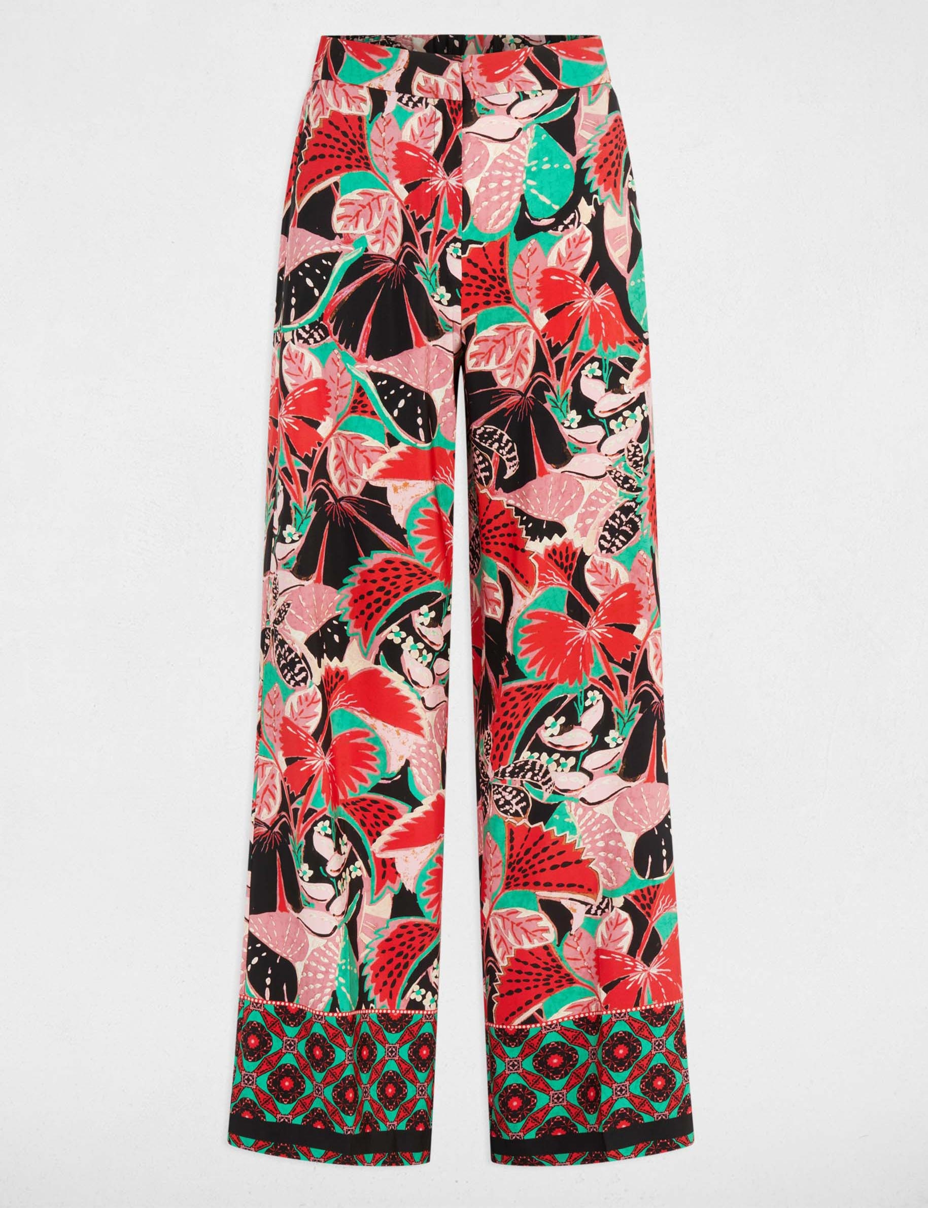 Wijde broek met print meerkleurig vrouw