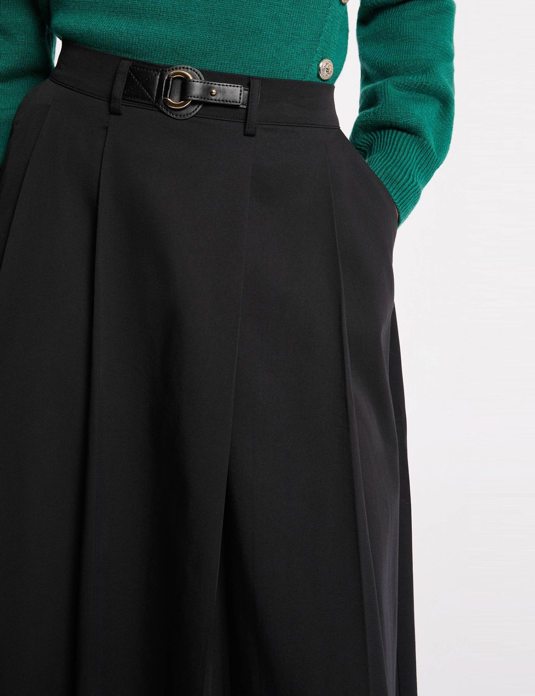 uitlopende rok met hoge taille zwart vrouw Uitlopende rok met hoge taille zwart vrouw