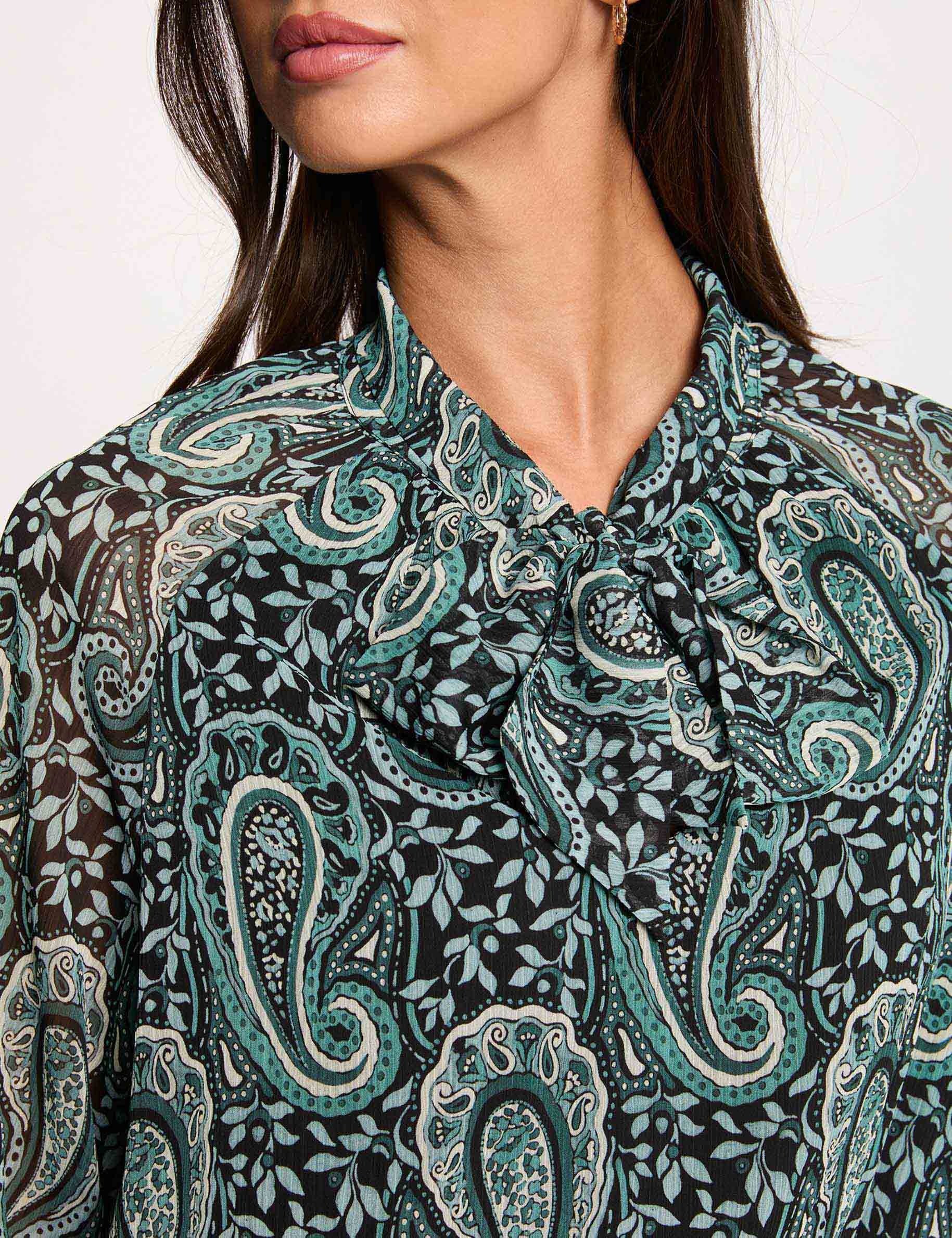 Robe courte col lavalli&egrave;re multicolore femme