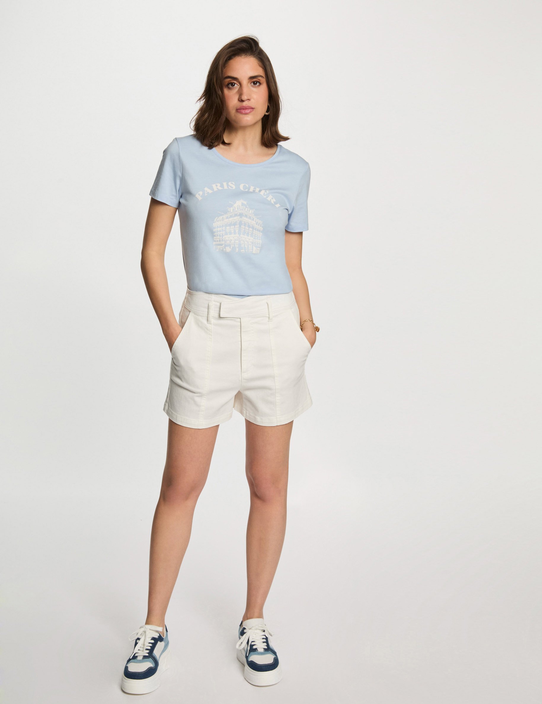 t shirt met opschrift hemelsblauw vrouw T-shirt met opschrift hemelsblauw vrouw
