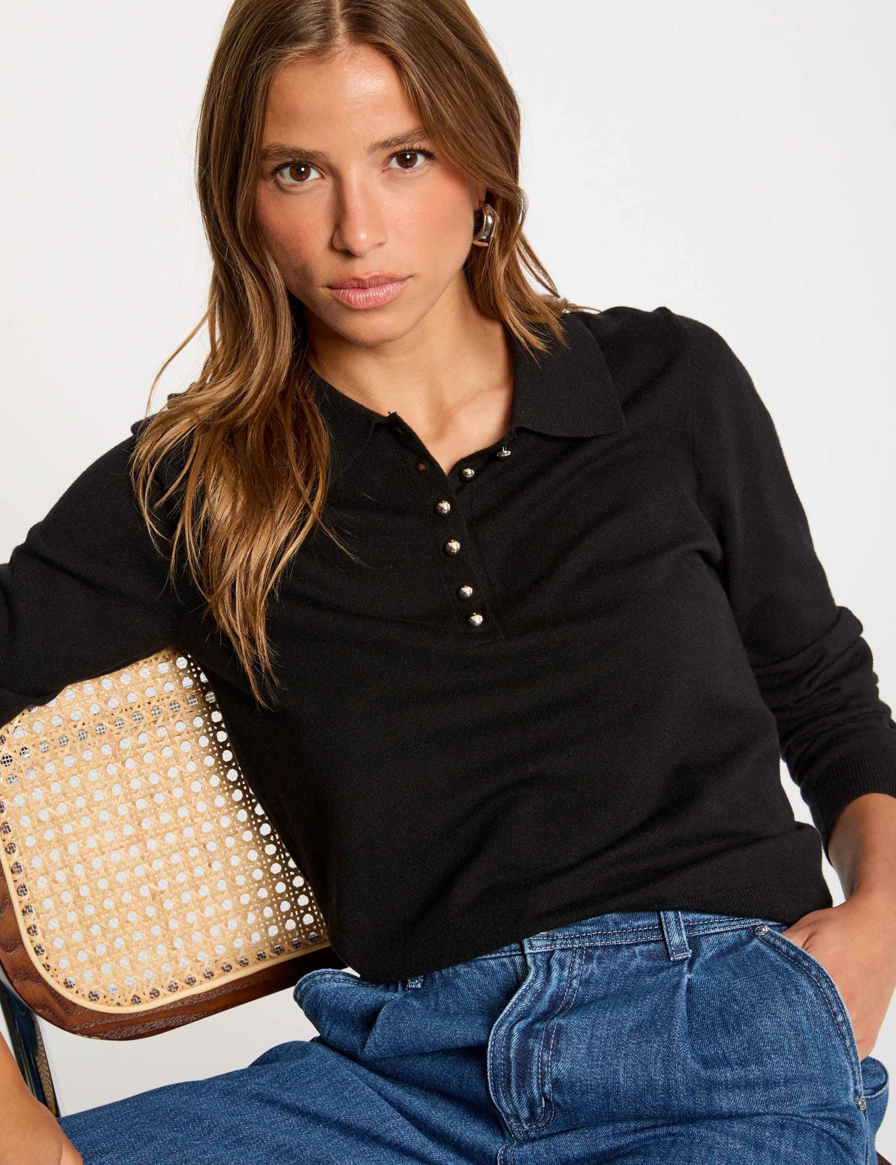 trui met polokraag en lange mouwen zwart vrouw Trui met polokraag en lange mouwen zwart vrouw