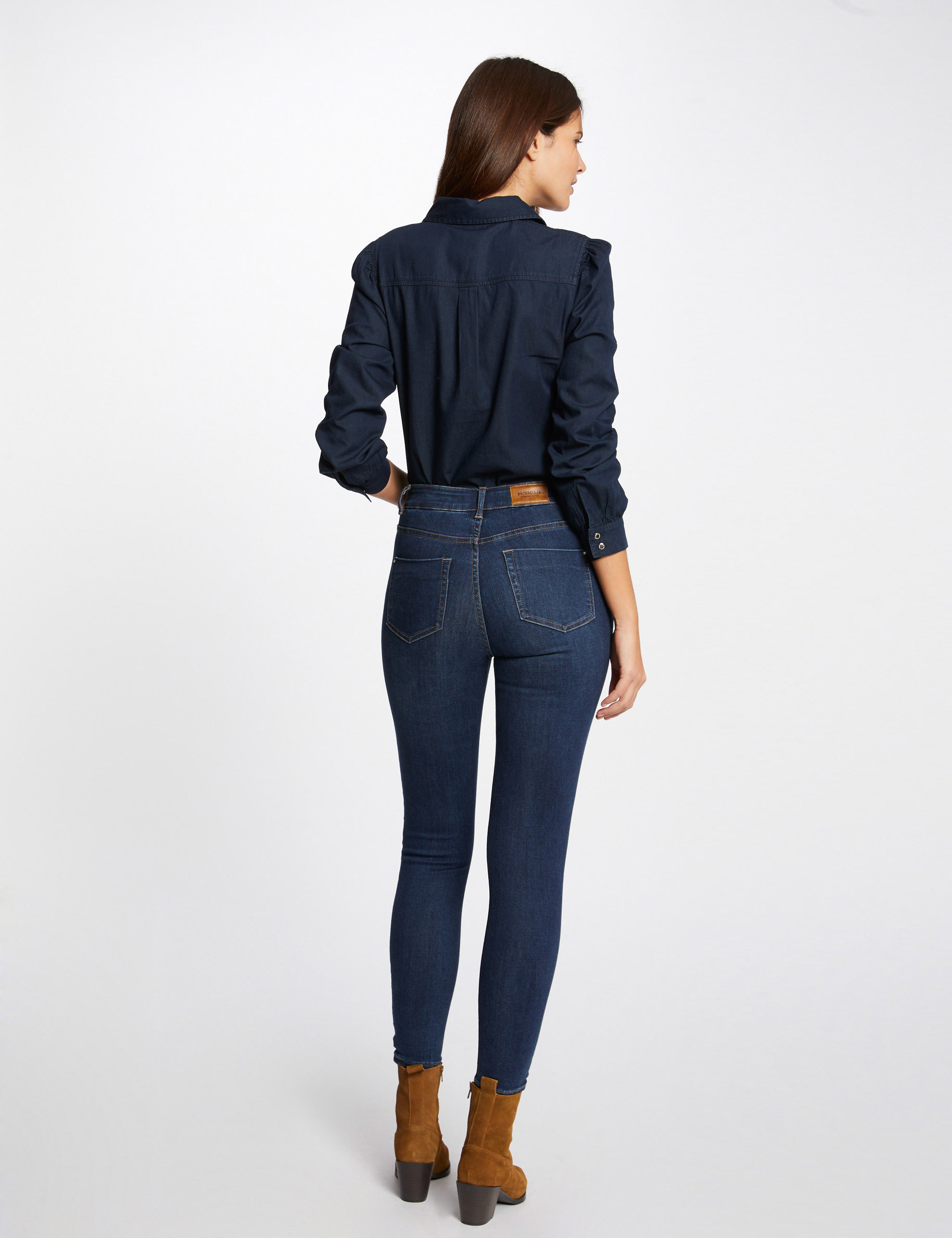 Chemise manches longues en jean jean brut femme