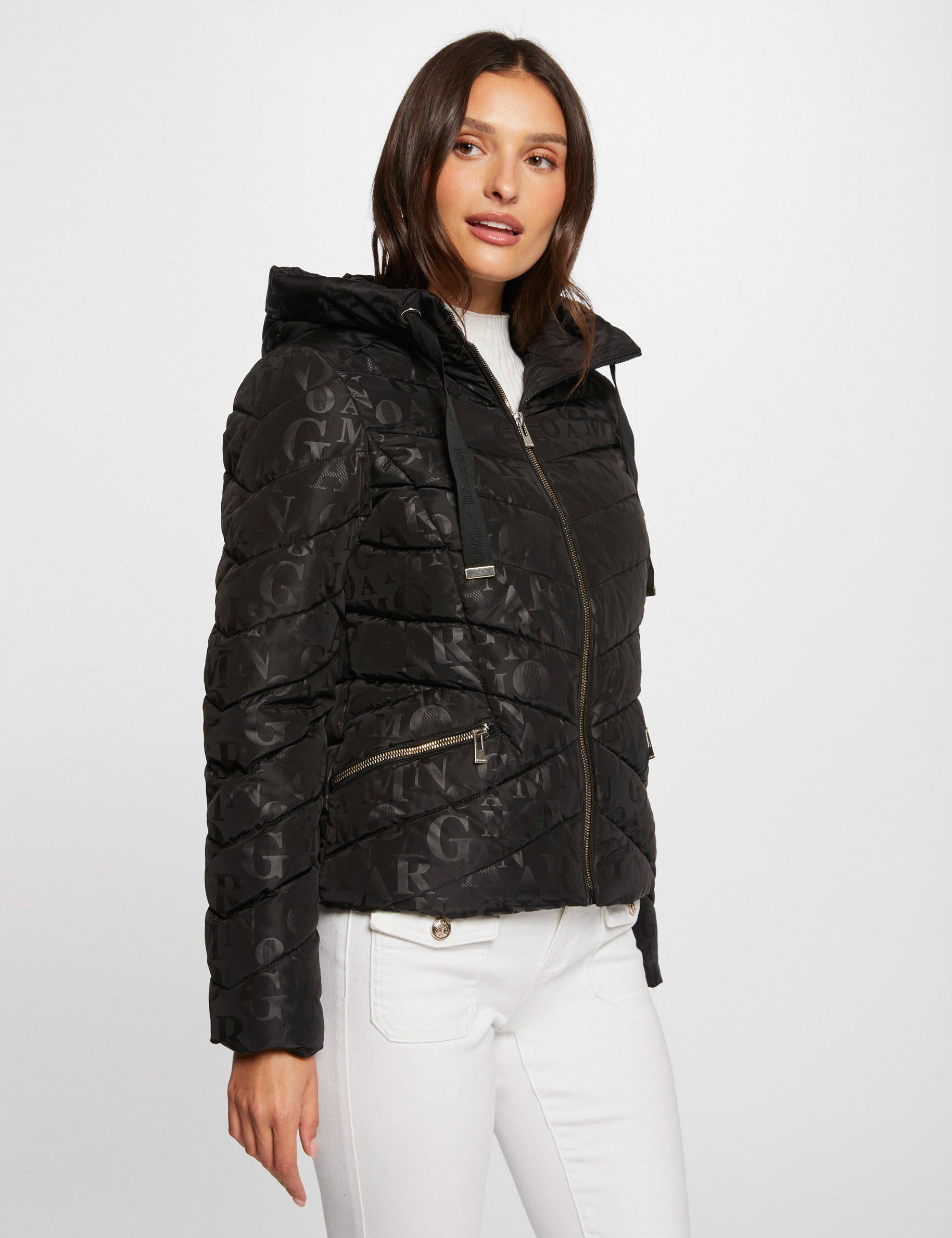 doudoune imprime monogramme noir femme Doudoune imprimé monogramme noir femme