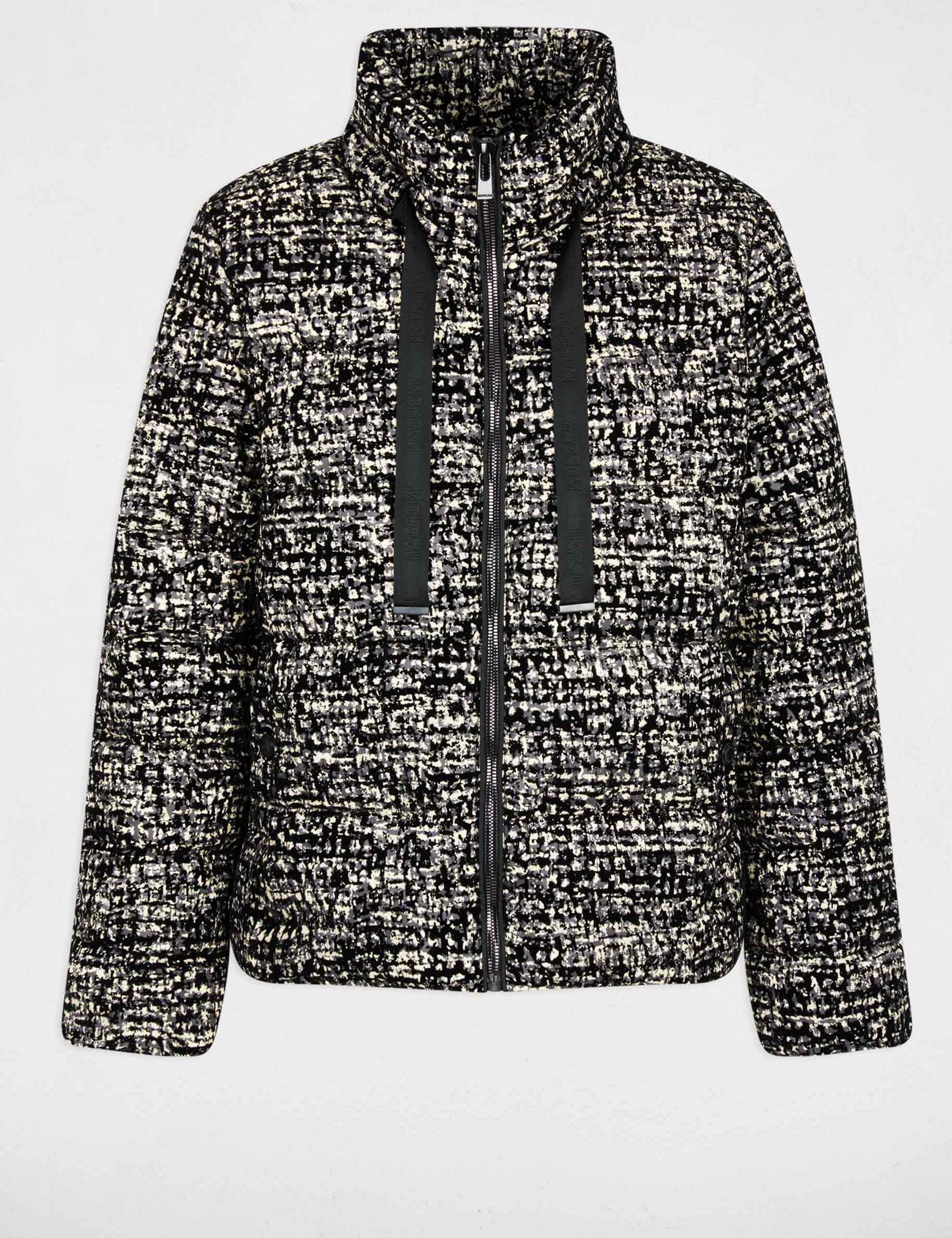 Doudoune tweed col montant multicolore femme