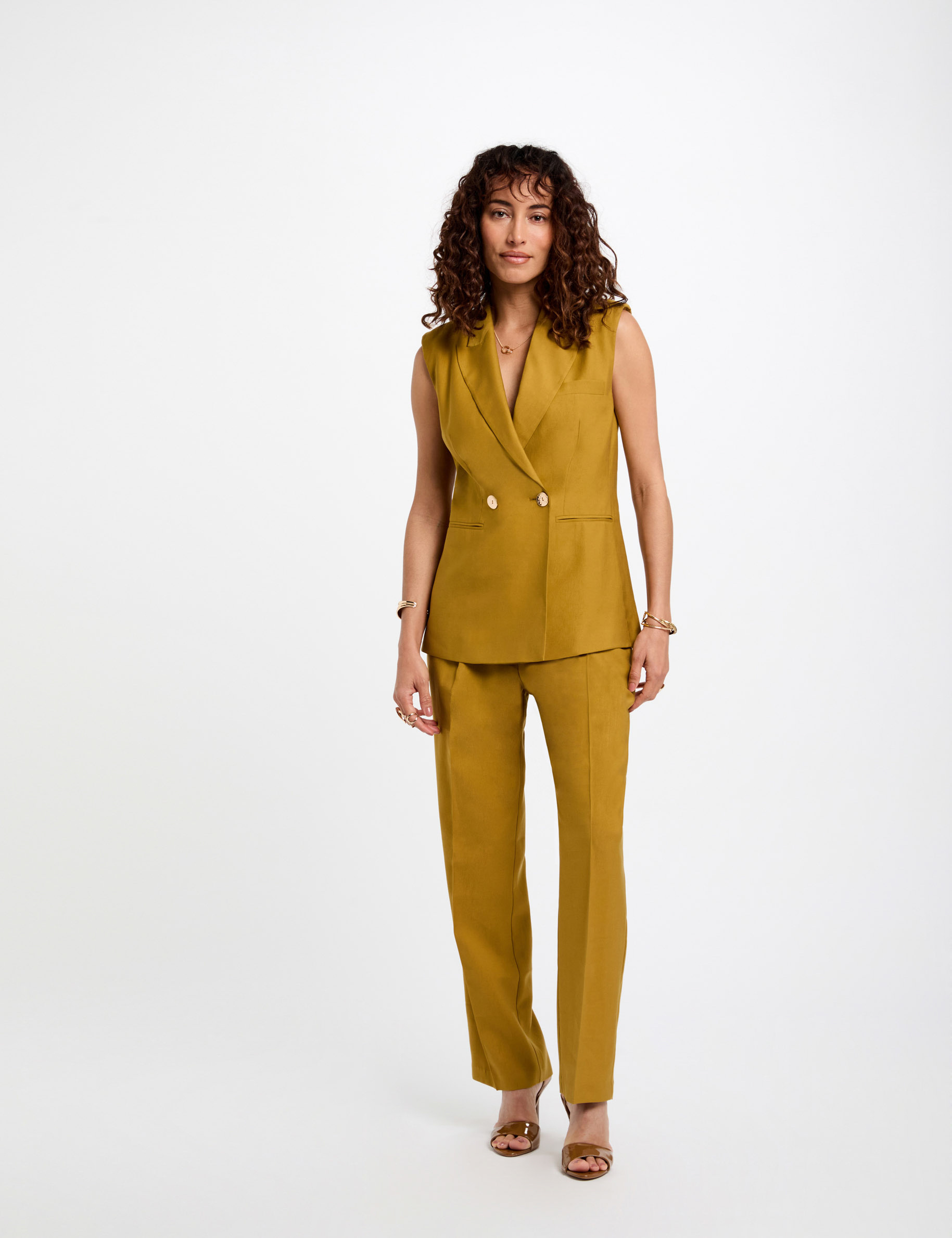 mouwloze blazer brons vrouw Mouwloze blazer brons vrouw
