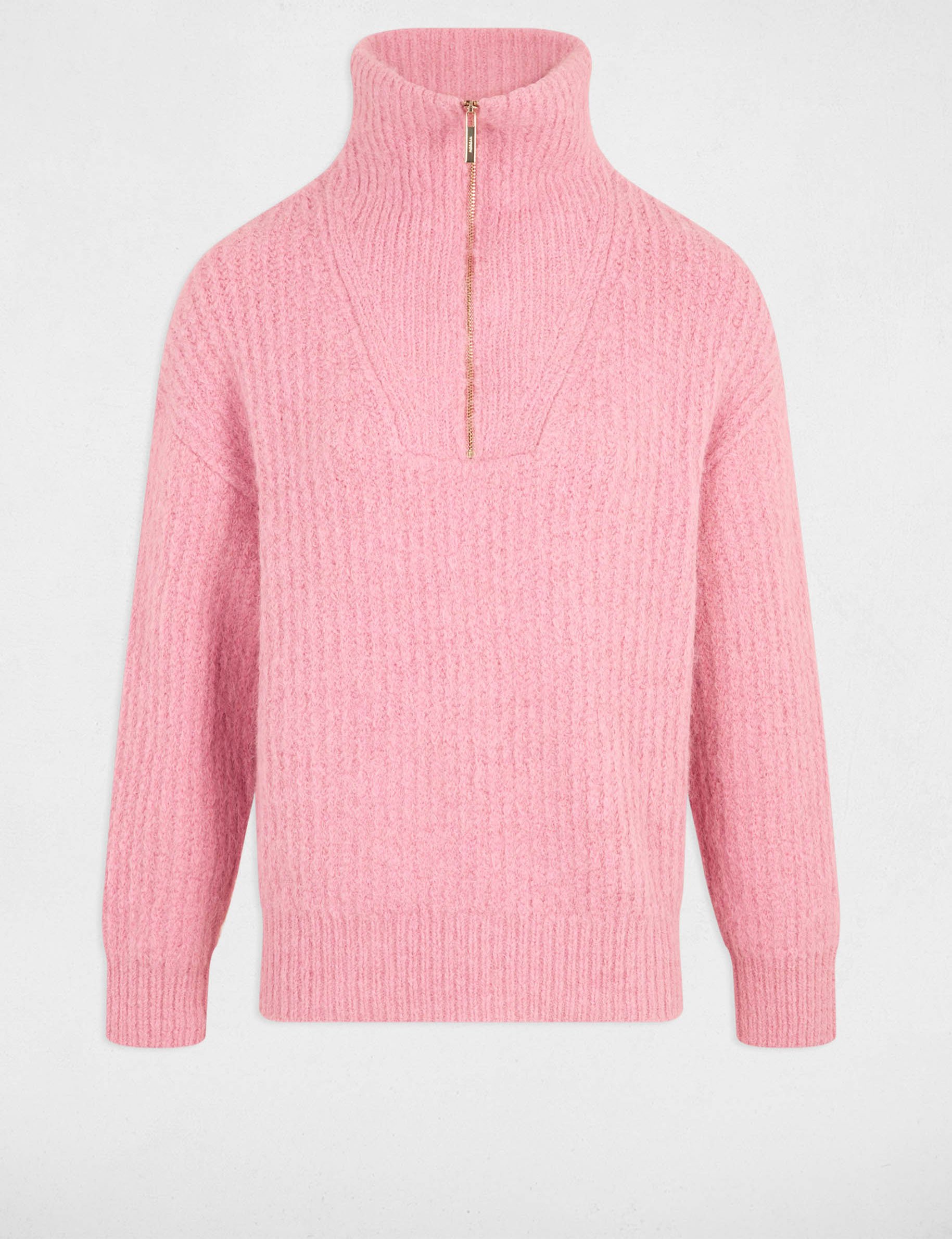 trui met truckerkraag oud roze vrouw Trui met truckerkraag oud roze vrouw