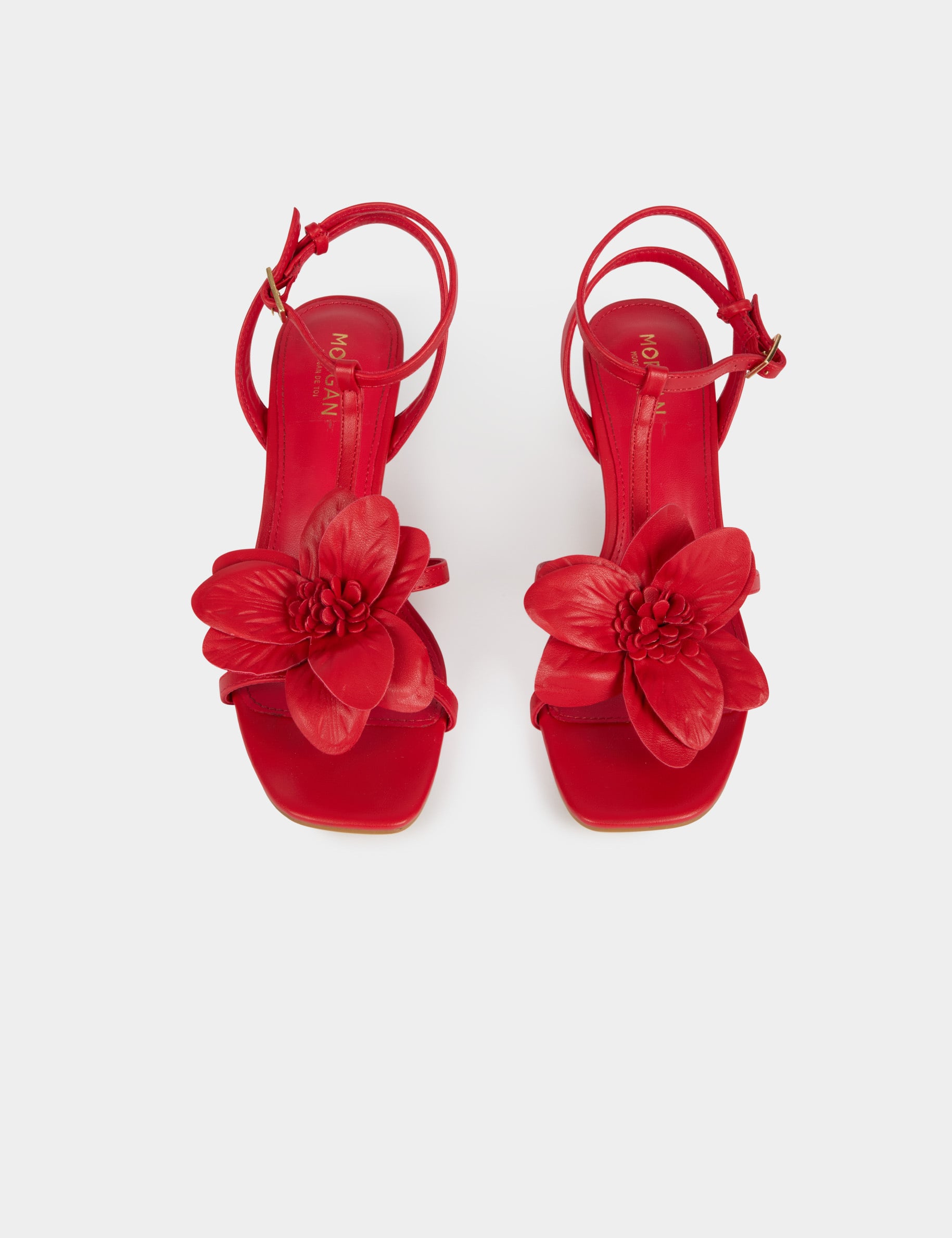 Sandale en similicuir rouge femme
