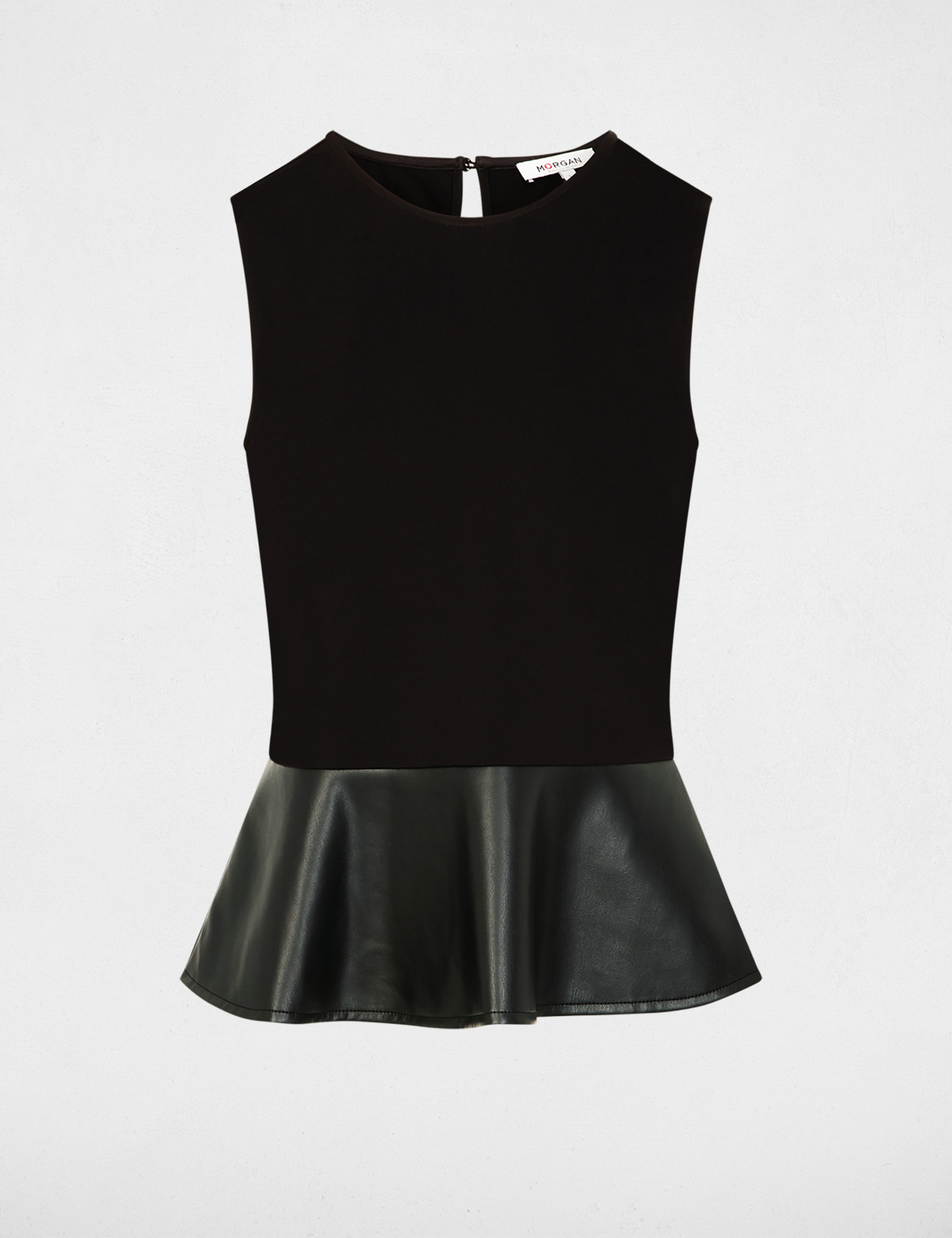 T-shirt cintré similicuir noir femme