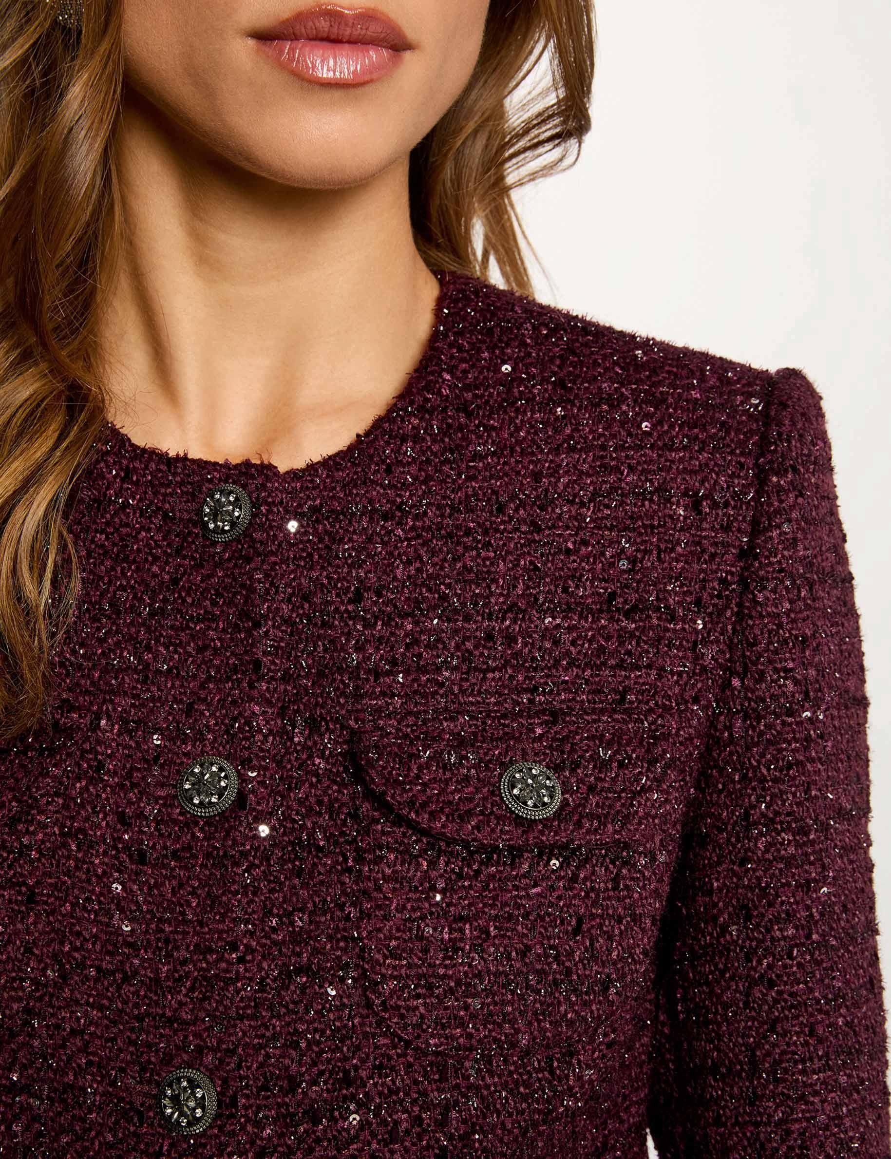 veste ajustee col rond prune femme Veste ajustée col rond prune femme