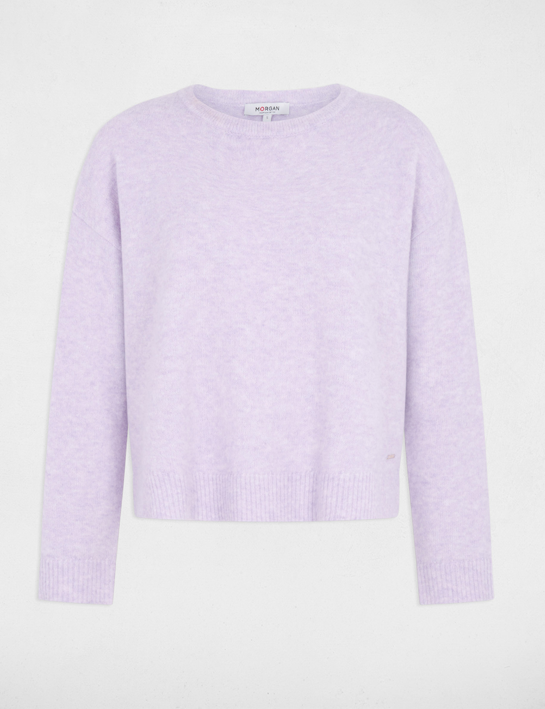 Pull col rond parme femme