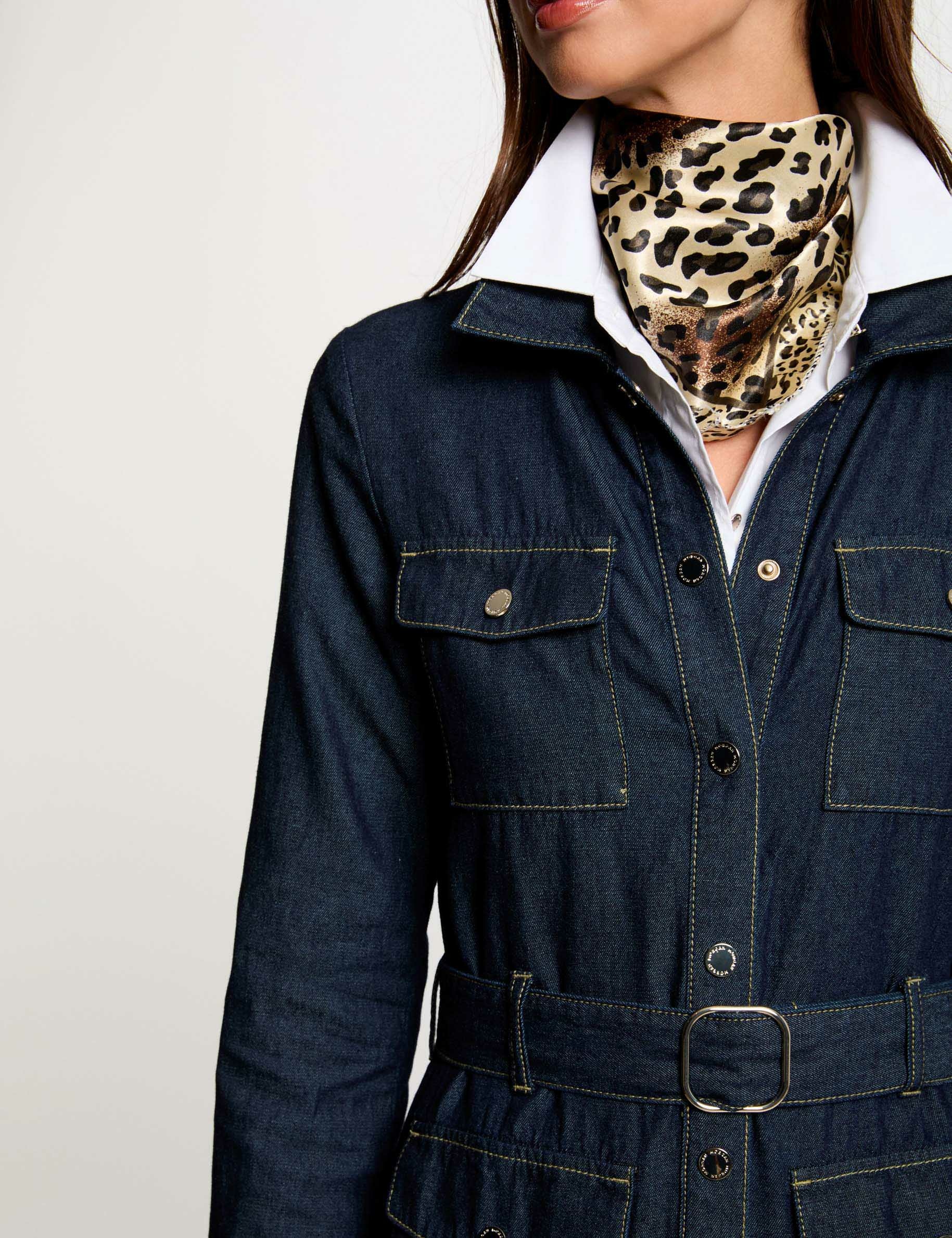 Lange rechte spijkerjurk ruw denim vrouw