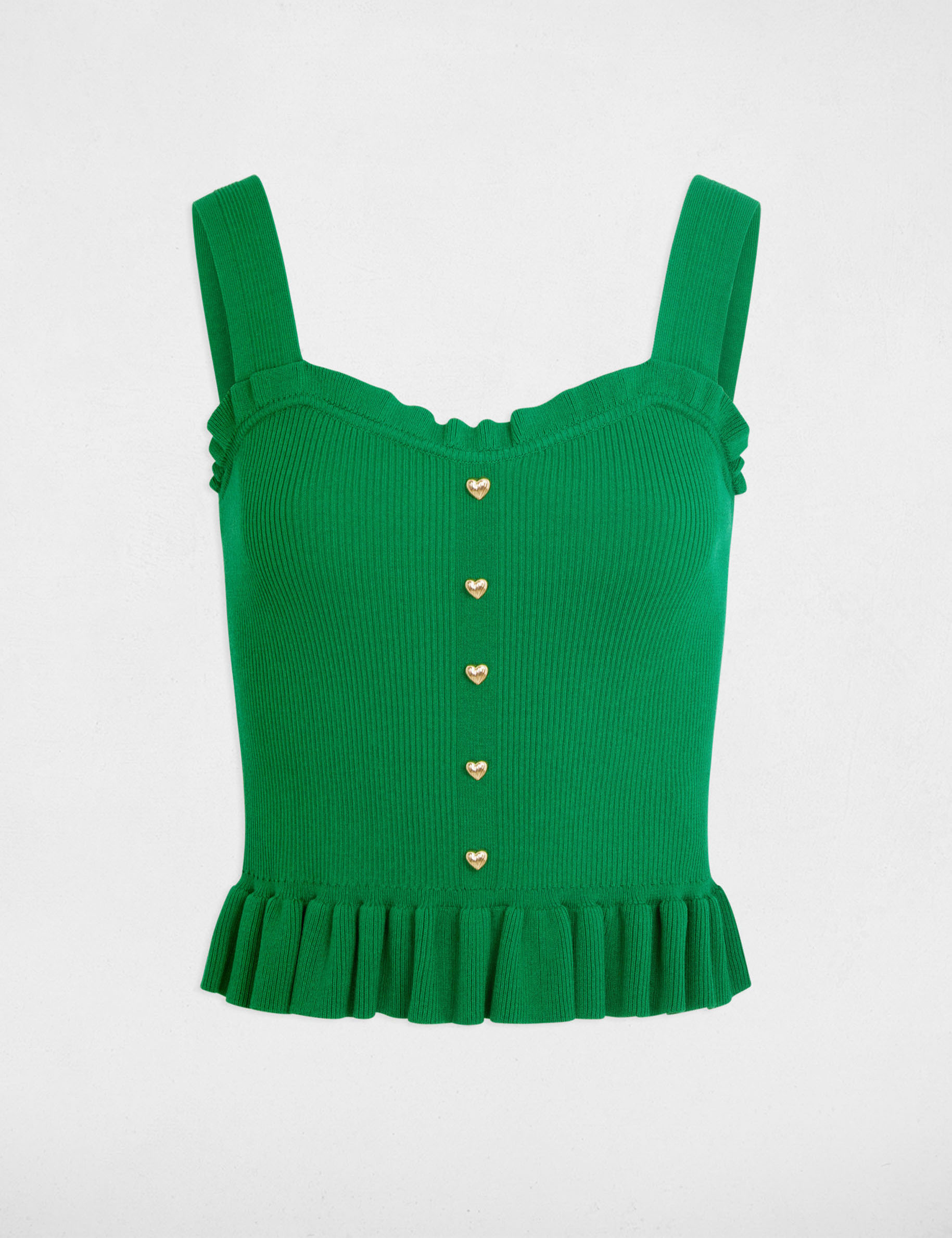 Aangesloten top met vierkante hals weide groen vrouw