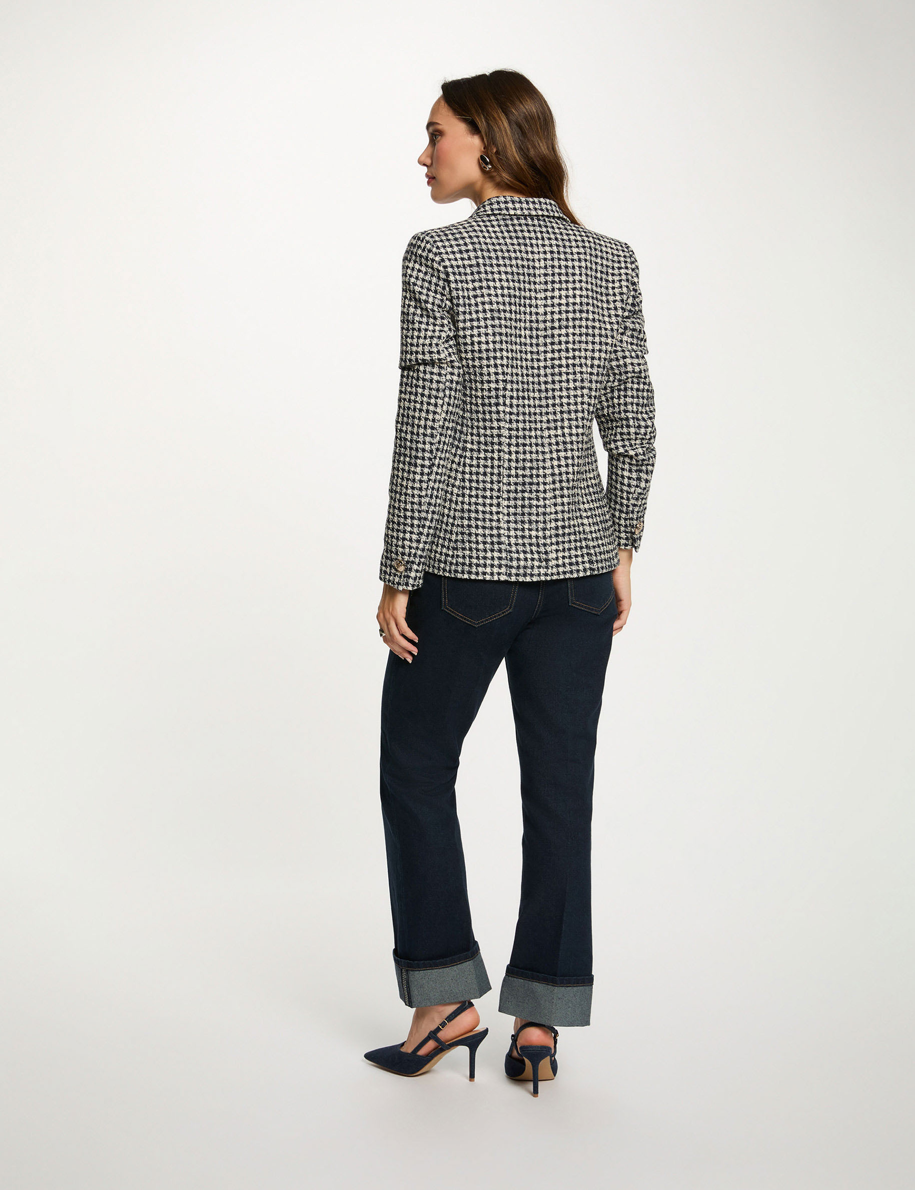 rechte blazer met reverskraag meerkleurig vrouw Rechte blazer met reverskraag meerkleurig vrouw