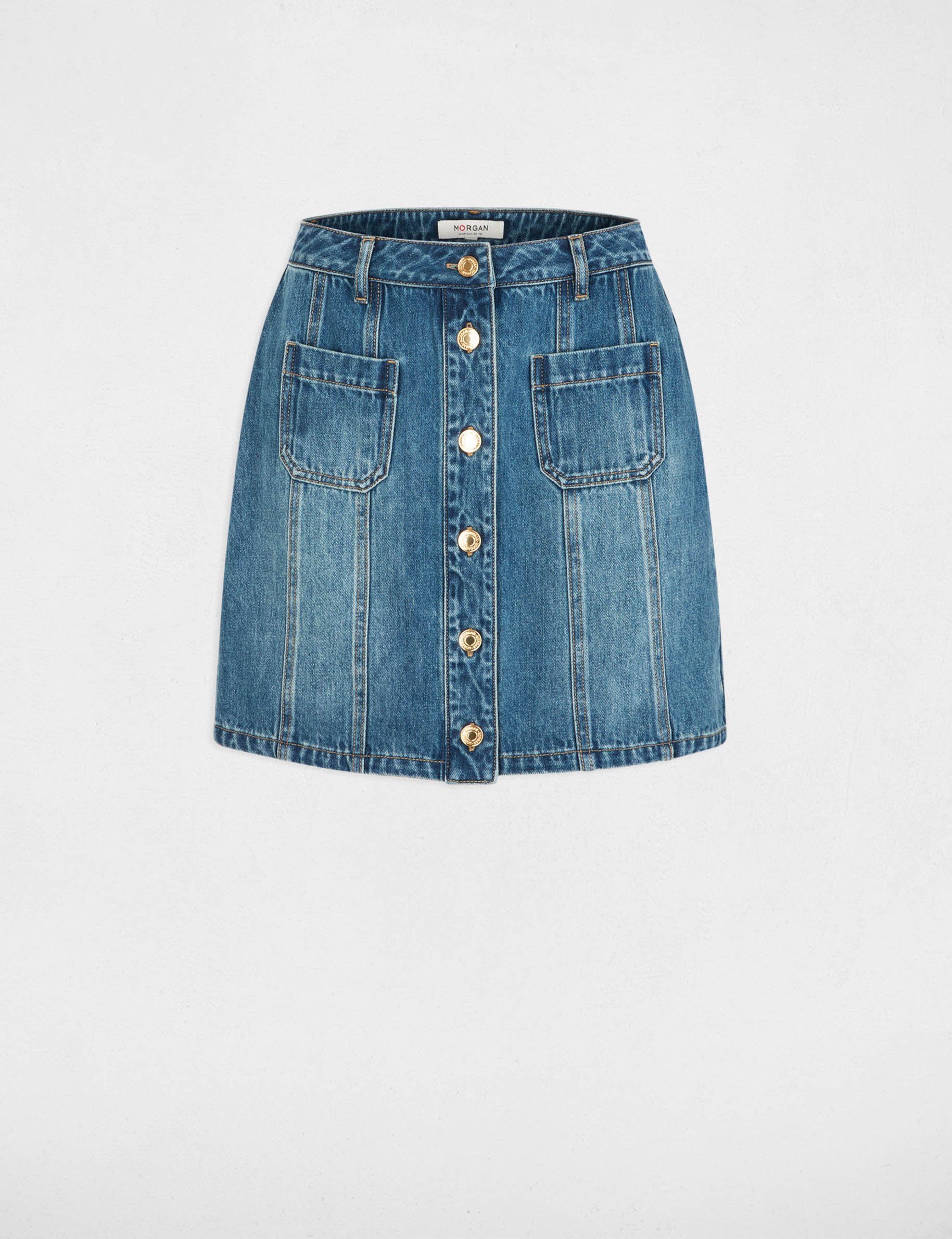 Jupe courte ajust&eacute;e denim stone femme