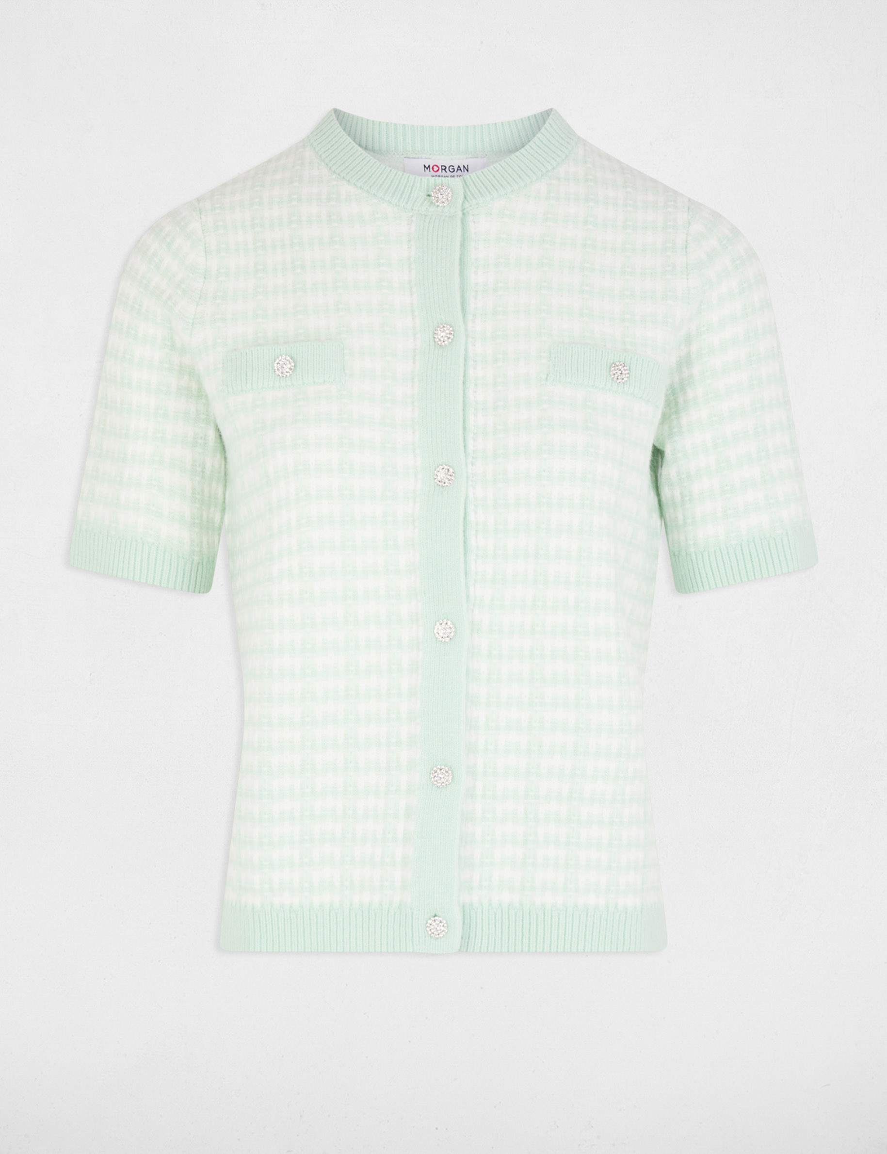 Vest met korte mouwen en print lichtgroen vrouw