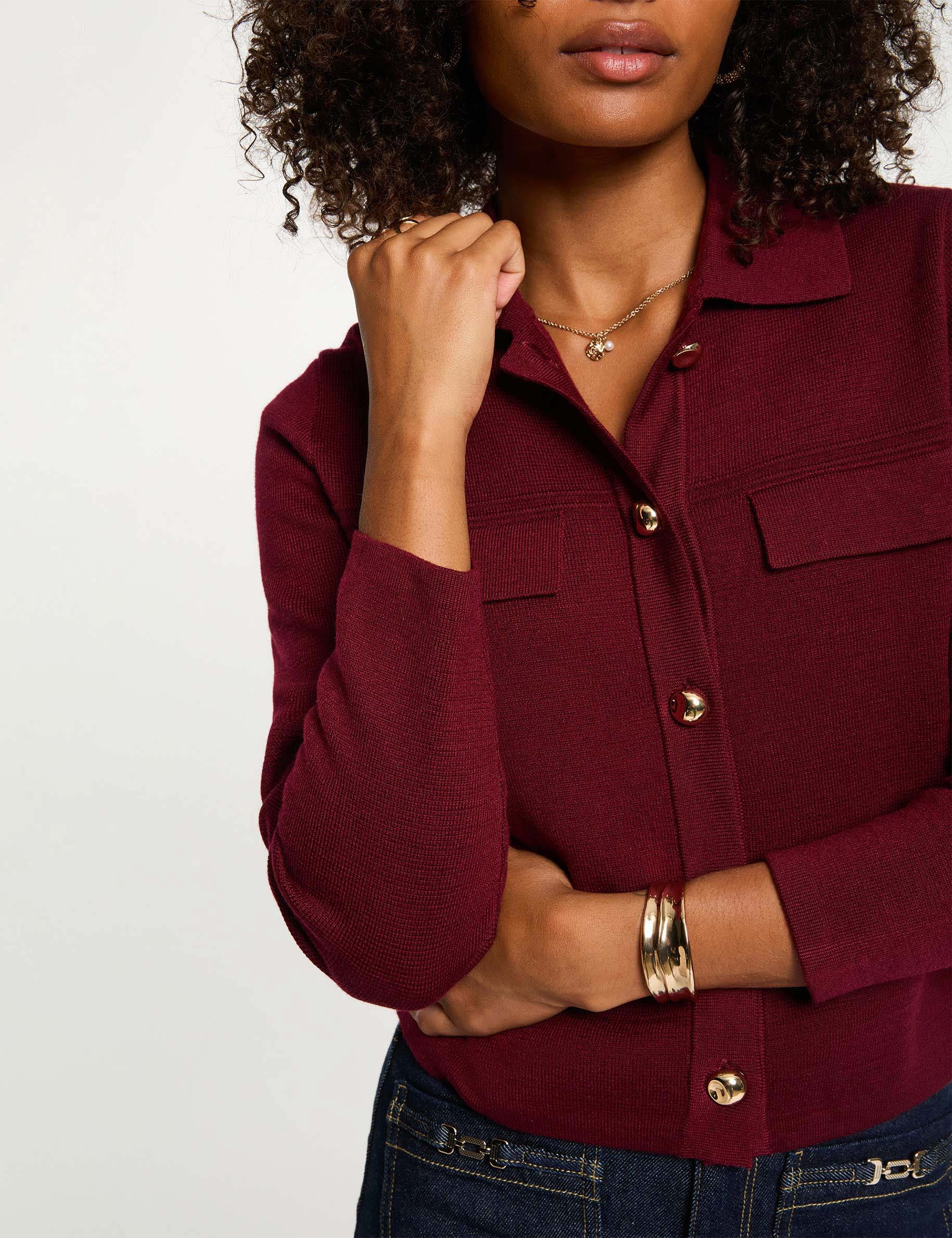 vest met lange mouwen bordeaux vrouw Vest met lange mouwen bordeaux vrouw