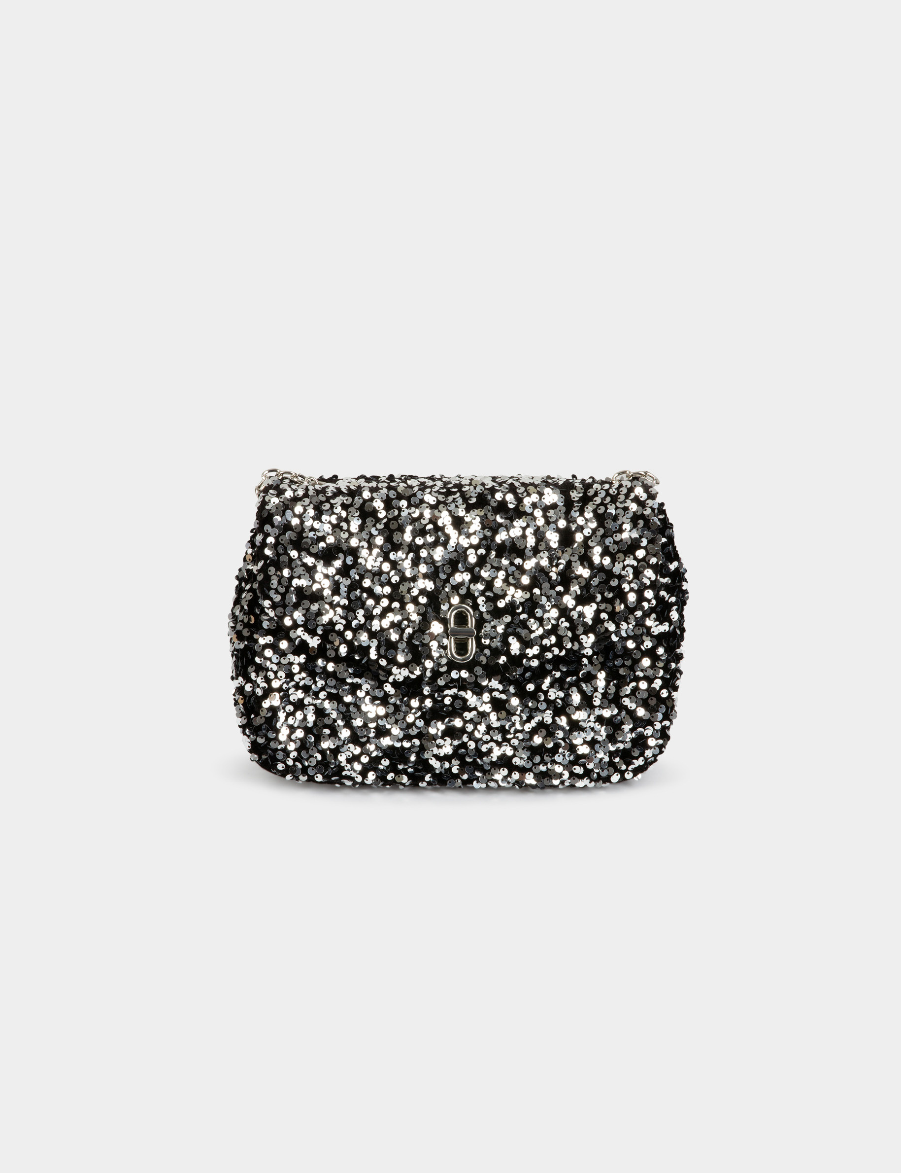 Sac pochette soiree en sequins argent