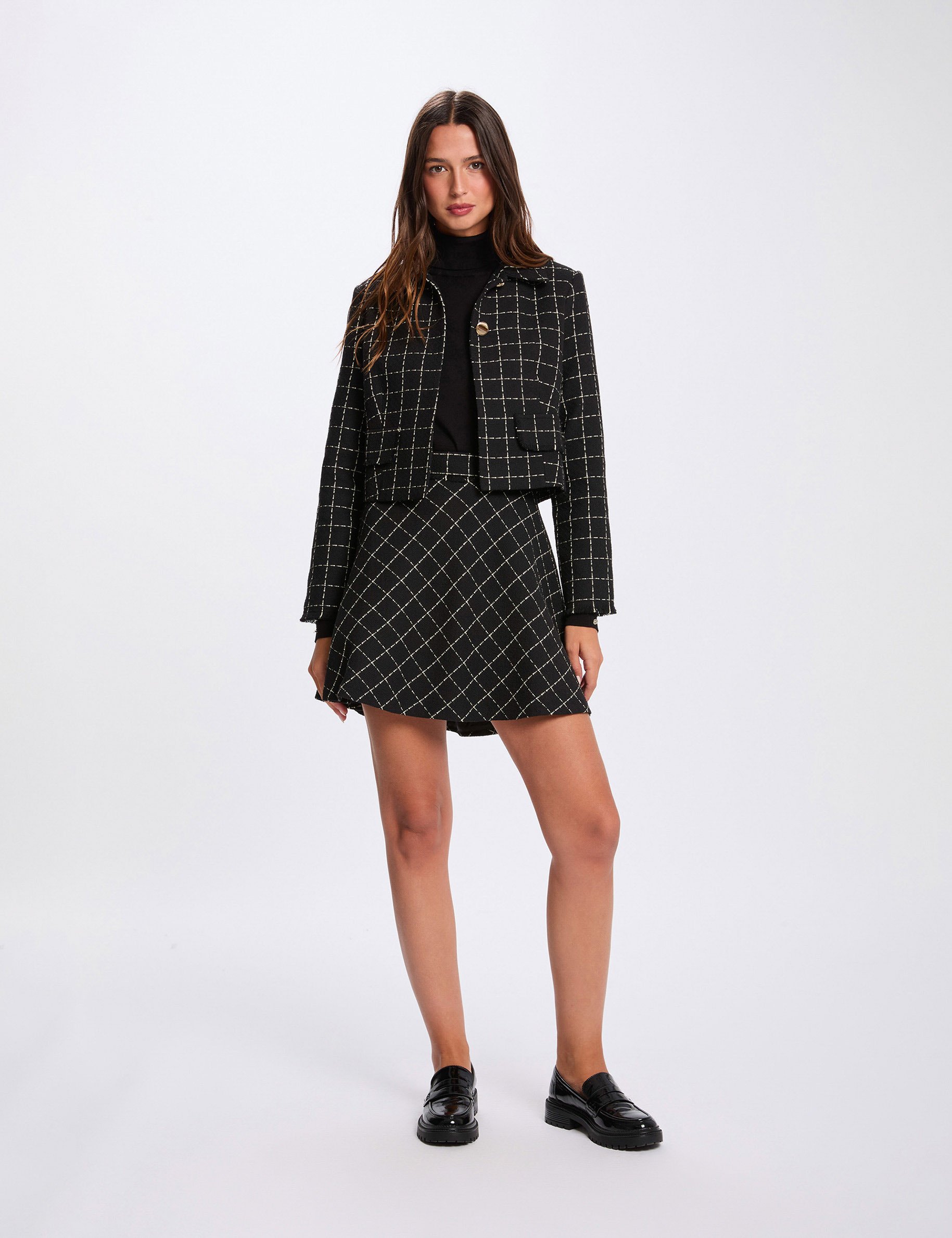 Jupe courte patineuse noir femme