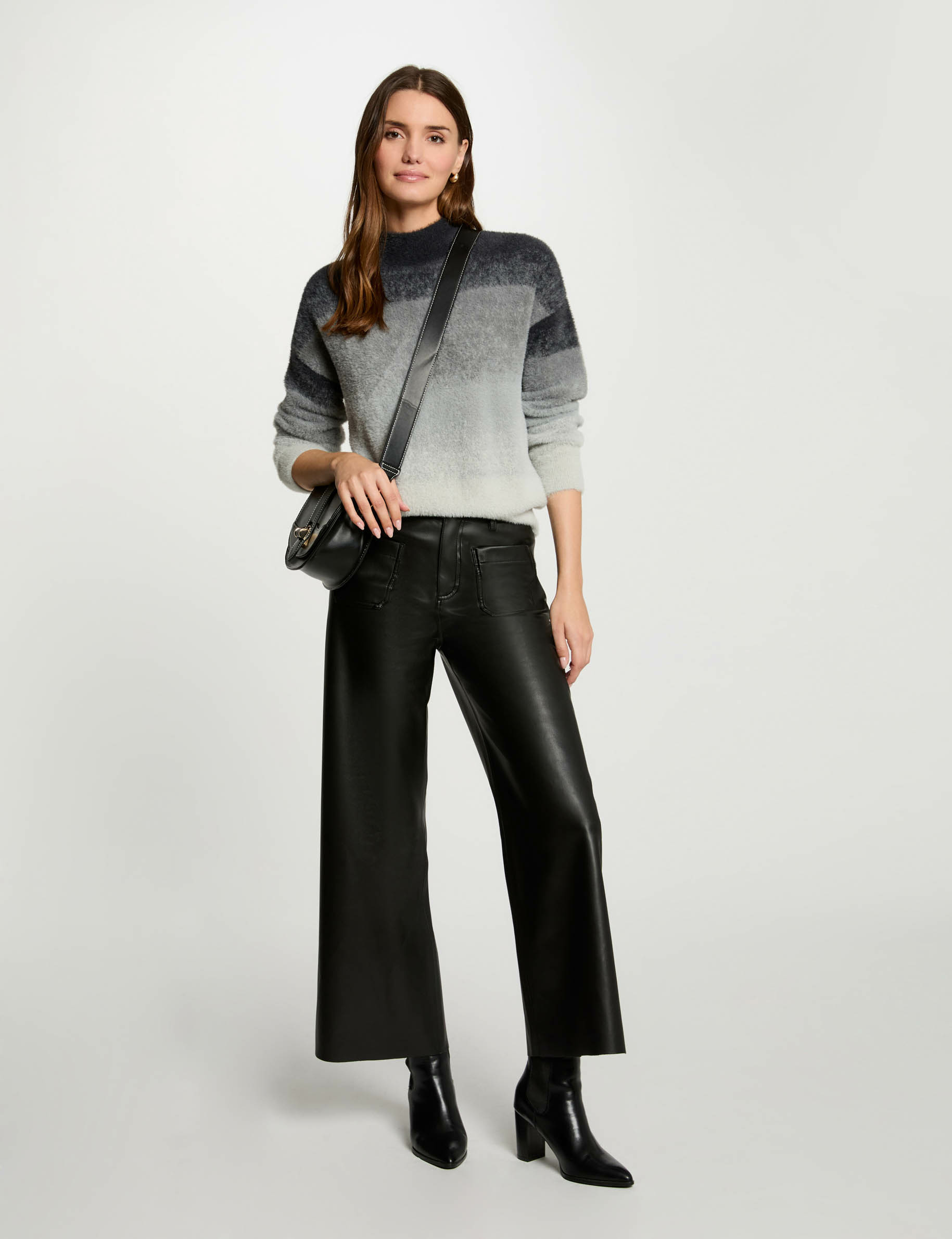 pull col montant gris moyen femme Pull col montant gris moyen femme