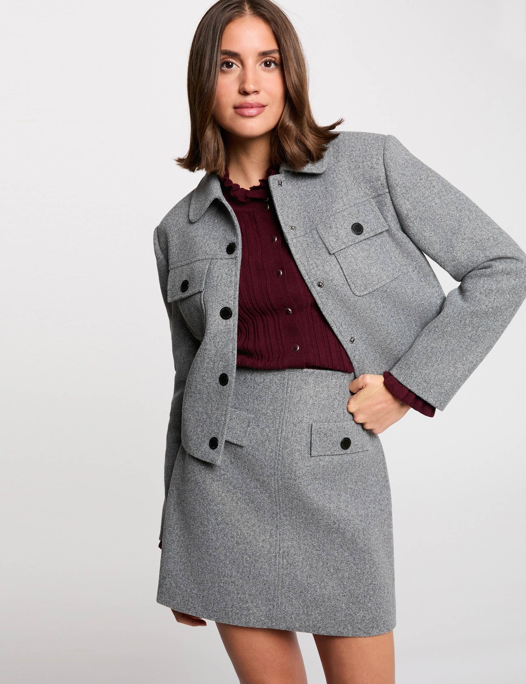 Korte, aansluitende rok mediumgrijs vrouw