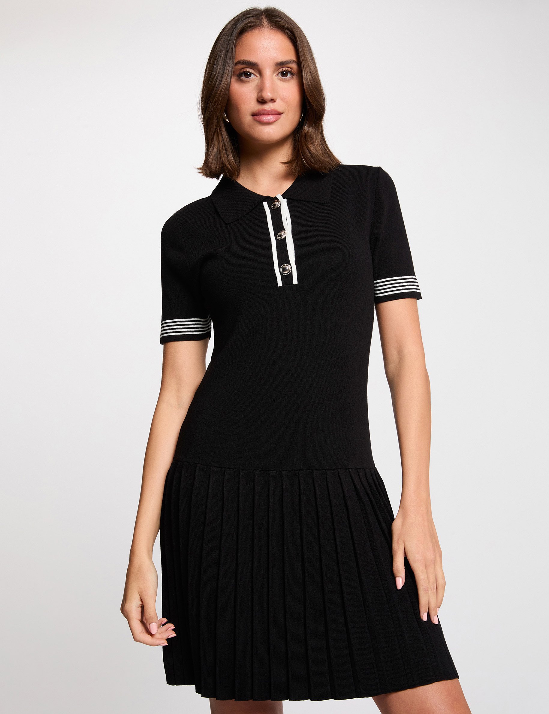 Robe courte col polo noir femme