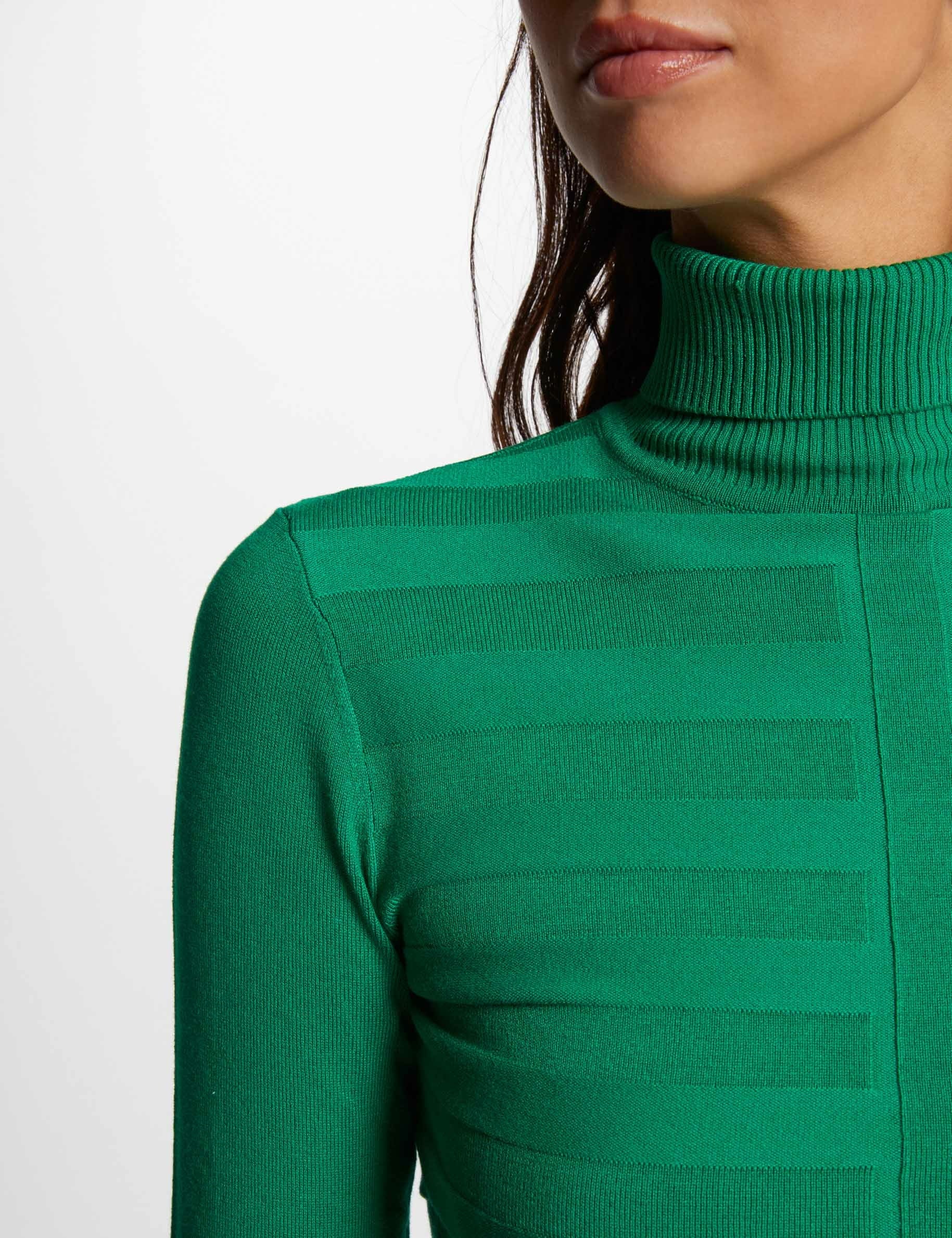 Pull col roul&eacute; ajust&eacute; vert clair femme