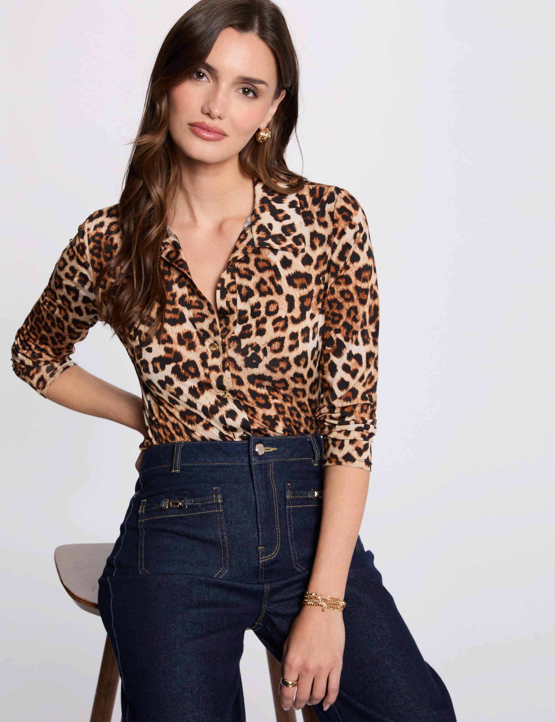 Top manches longues imprimé multicolore femme