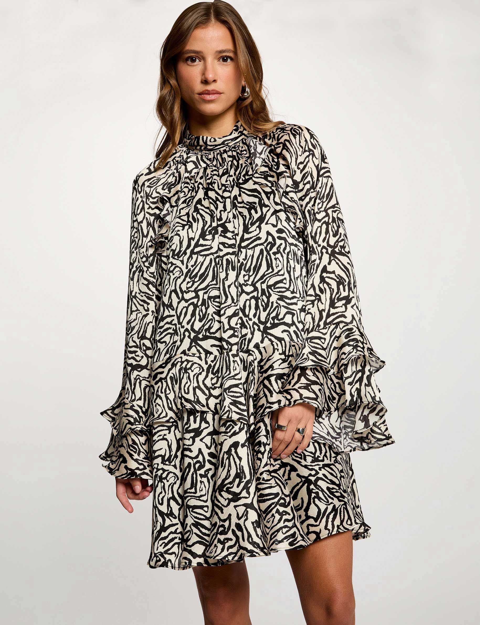 Robe courte plissée multicolore femme