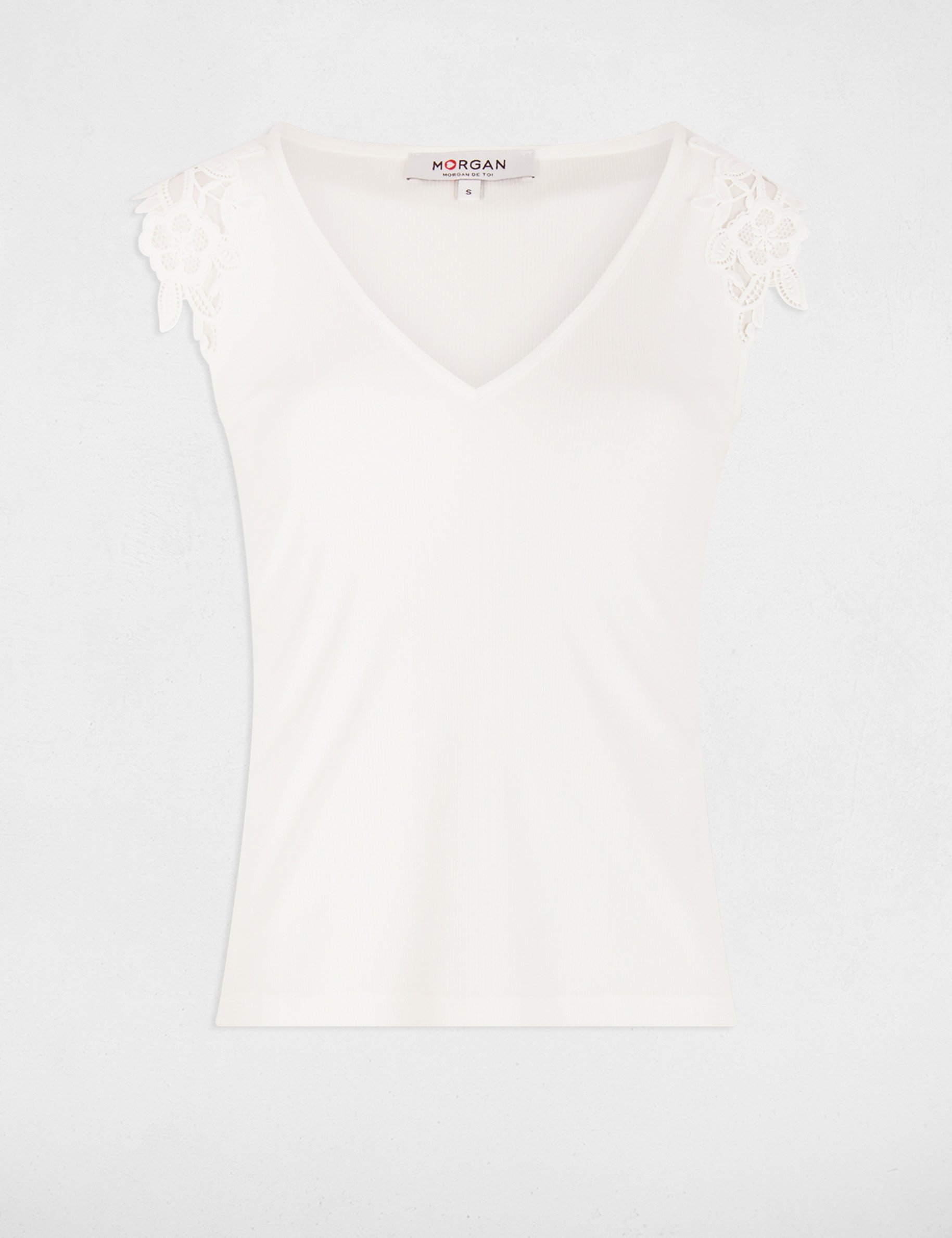 mouwloze top helder wit vrouw Mouwloze top helder wit vrouw