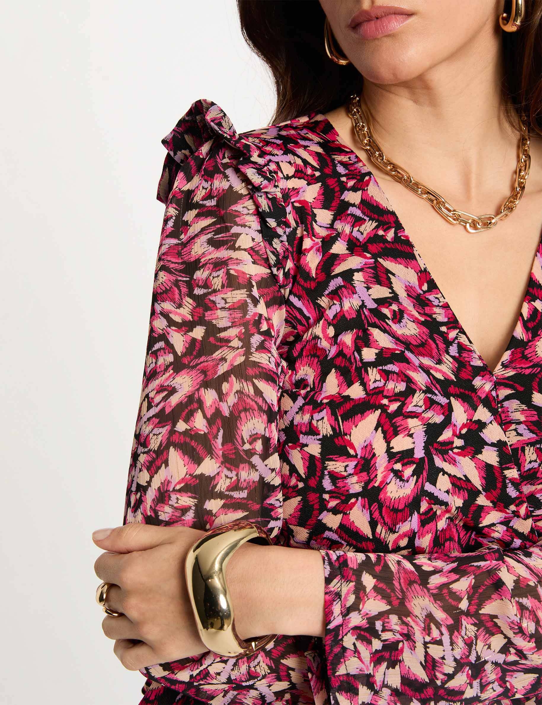 Getailleerd T-shirt met hoge hals meerkleurig vrouw