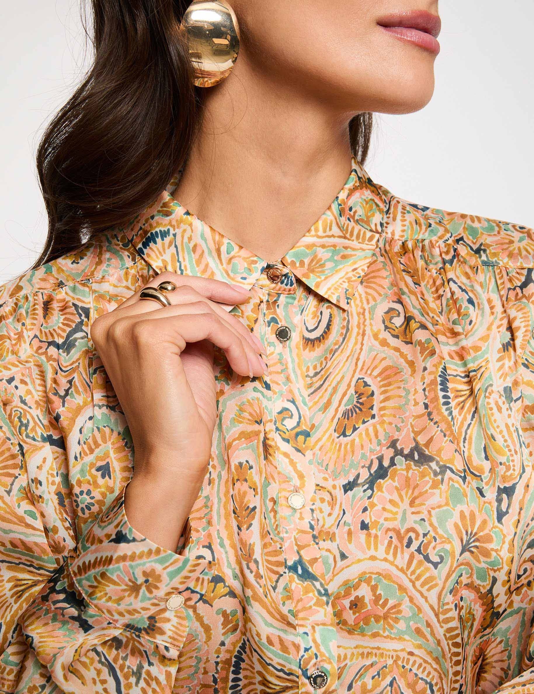 Top satin col &agrave; revers multicolore femme