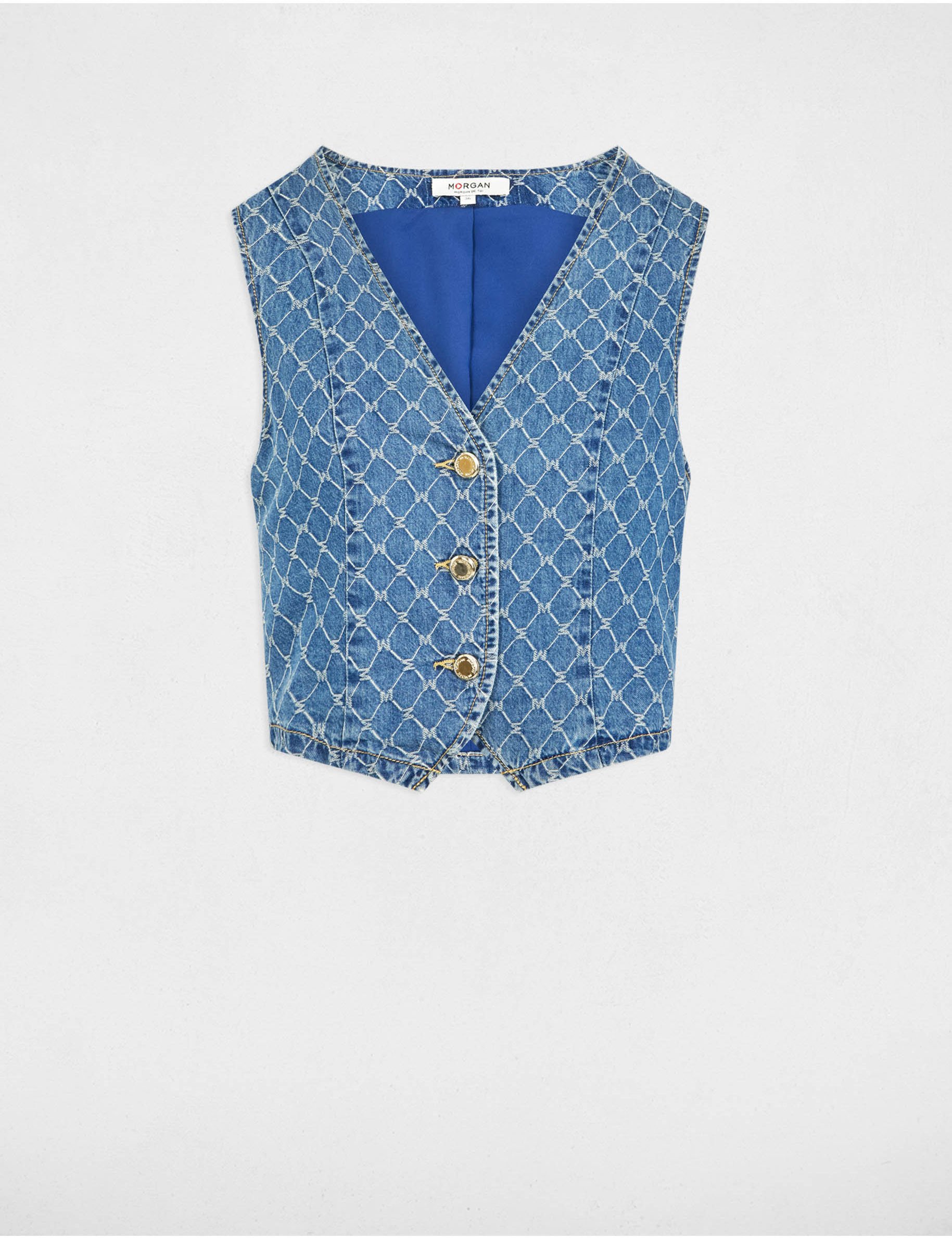 Veston sans manches en jean denim stone femme