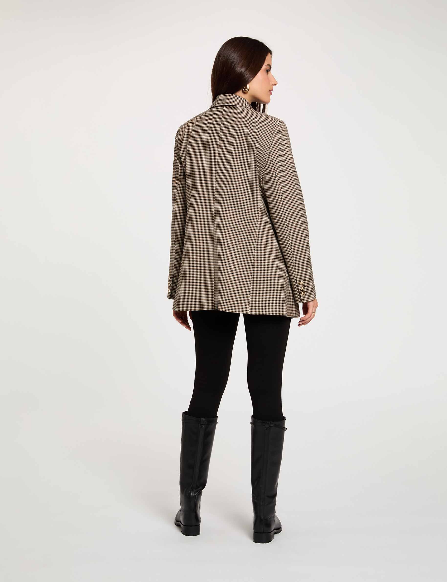Rechte blazer met reverskraag bruin vrouw