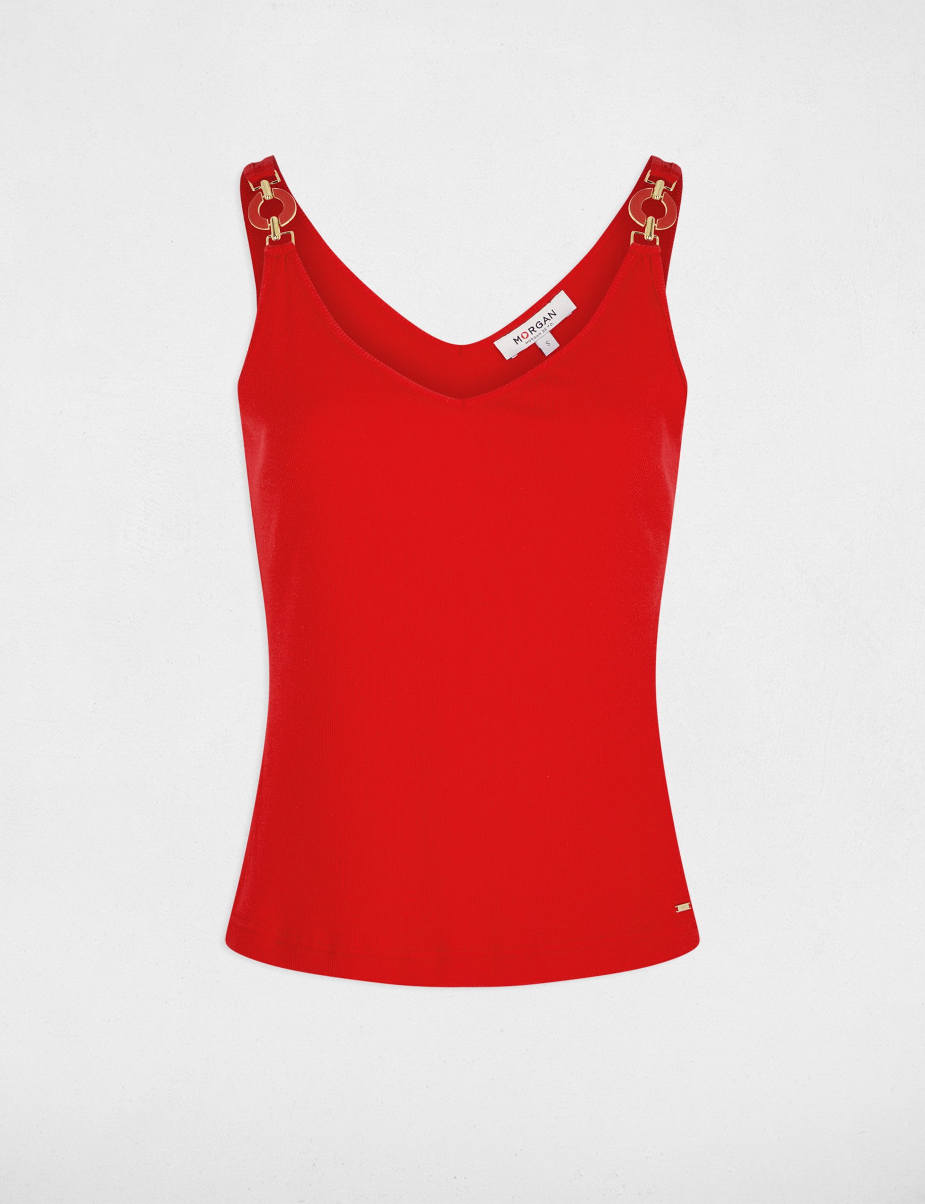 Getailleerde V-hals tanktop rood vrouw