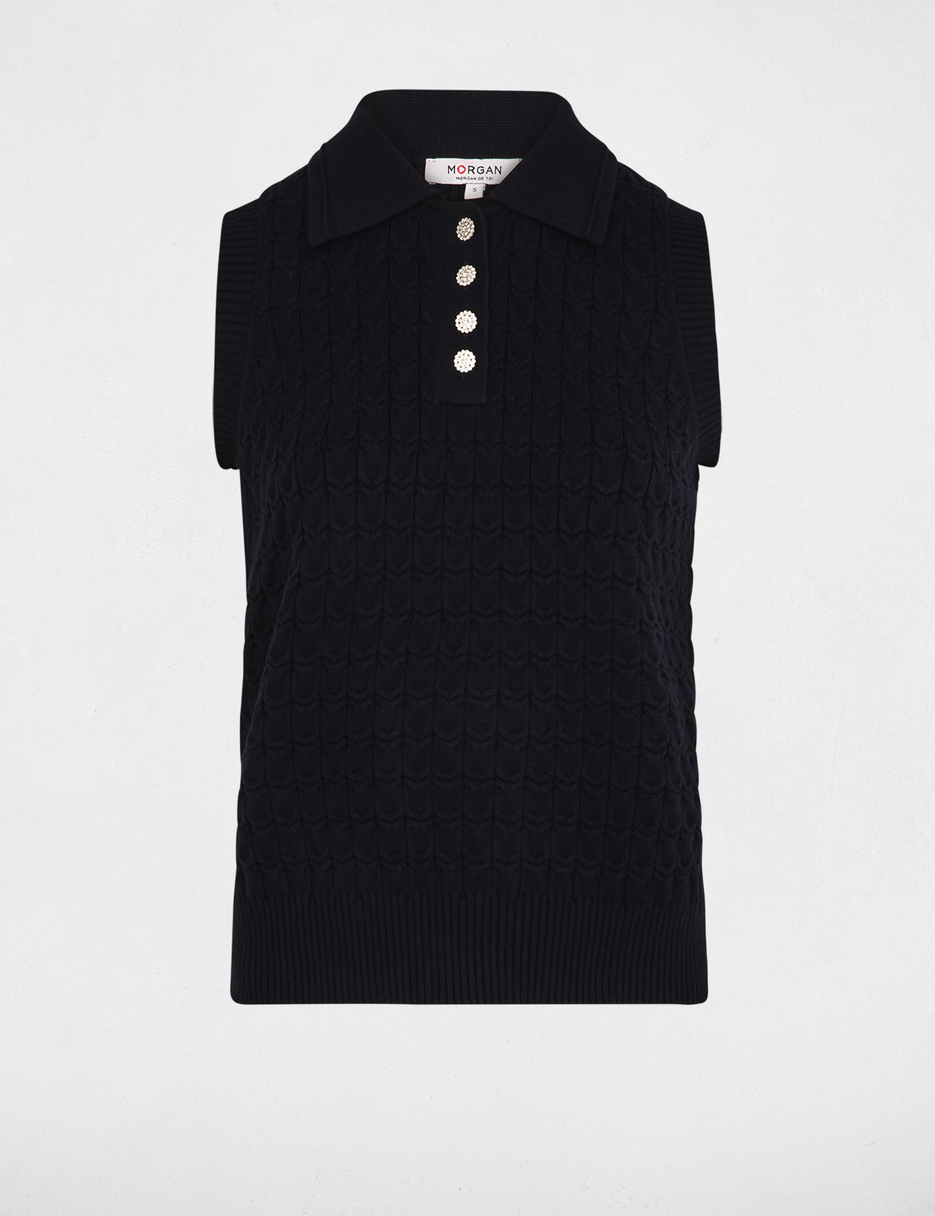 D&eacute;bardeur col &agrave; revers bleu marine femme