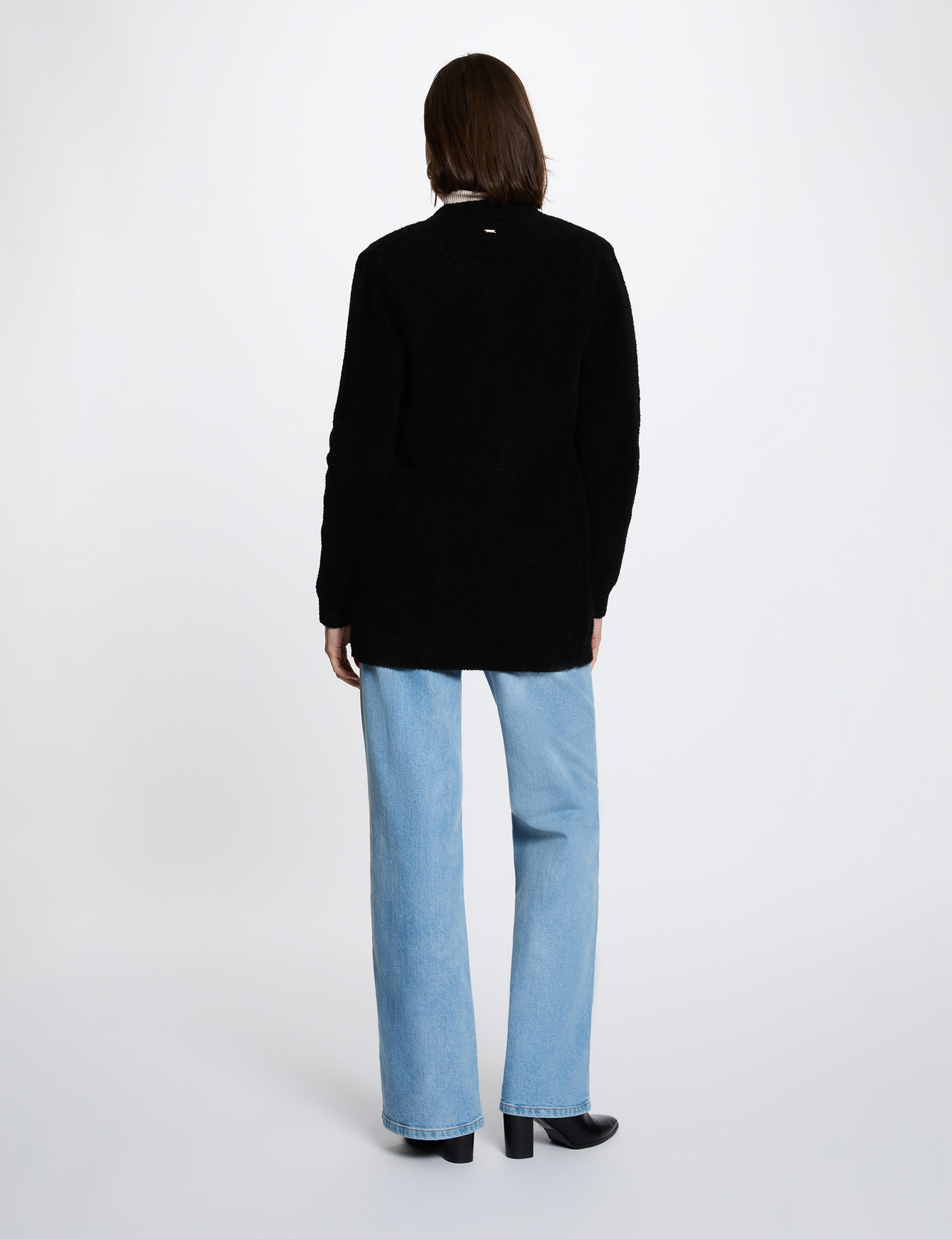 Lang vest met V-hals zwart vrouw