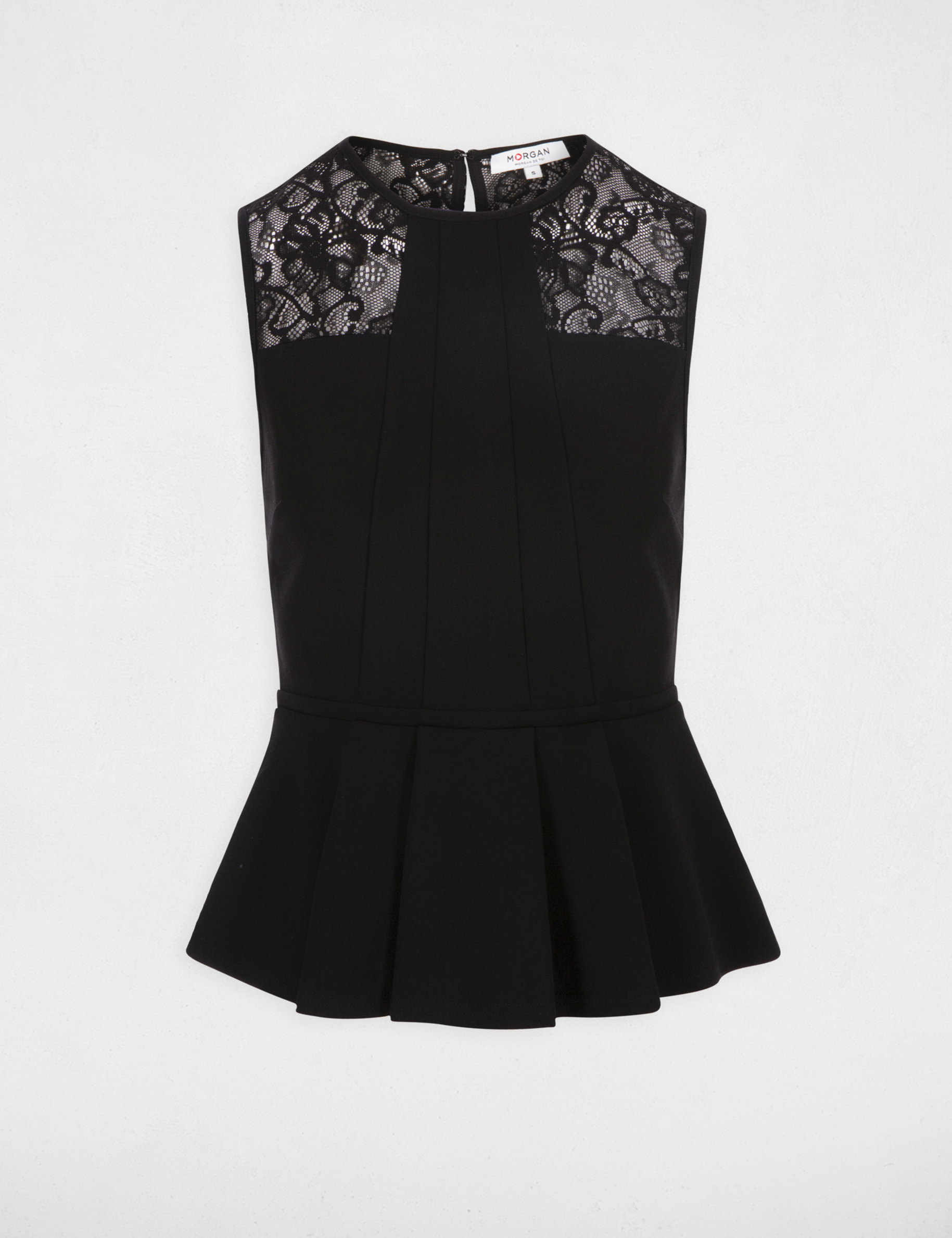 D&eacute;bardeur bretelles larges &agrave; dentelle noir femme