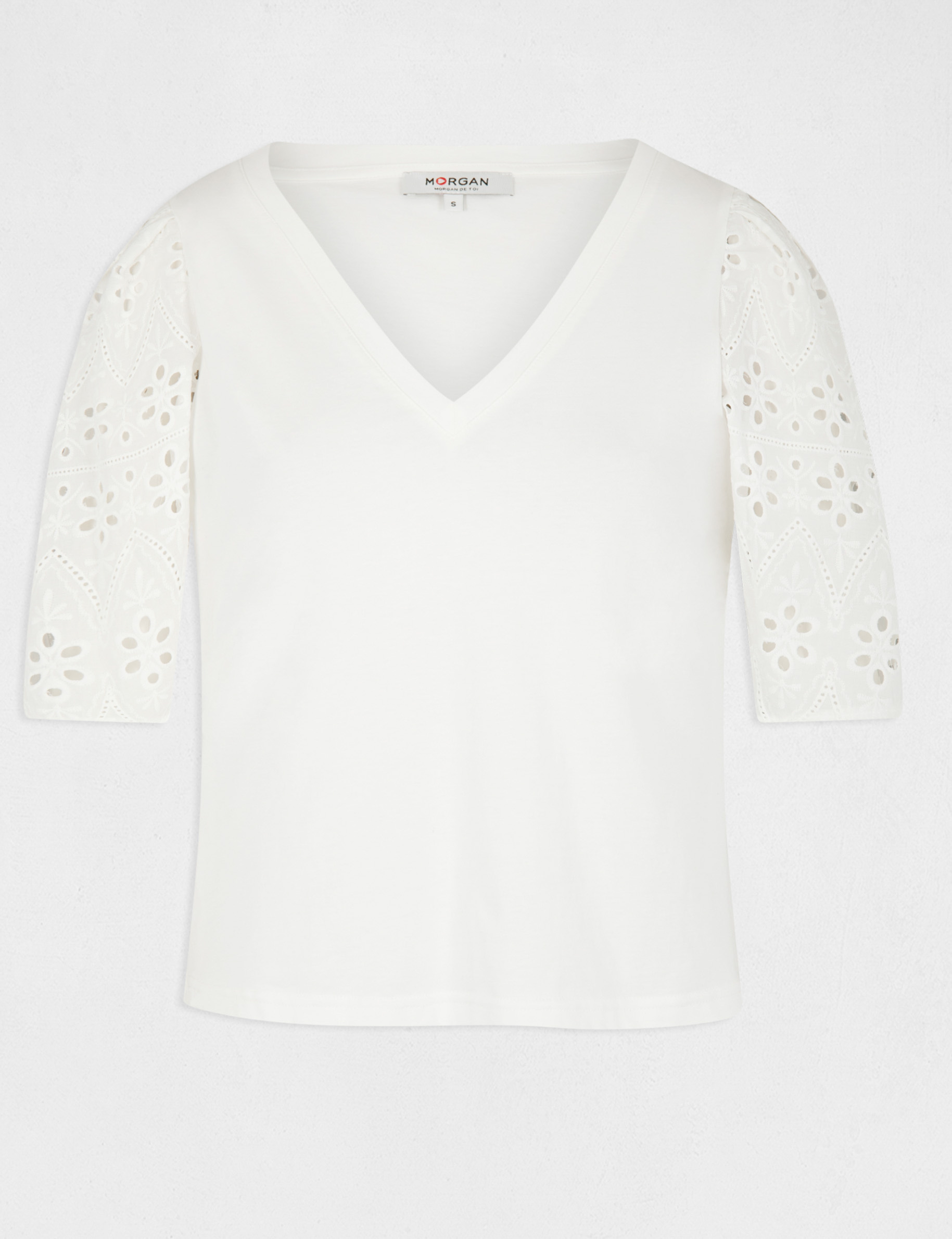 t shirt korte mouwen ecru vrouw T-shirt korte mouwen ecru vrouw