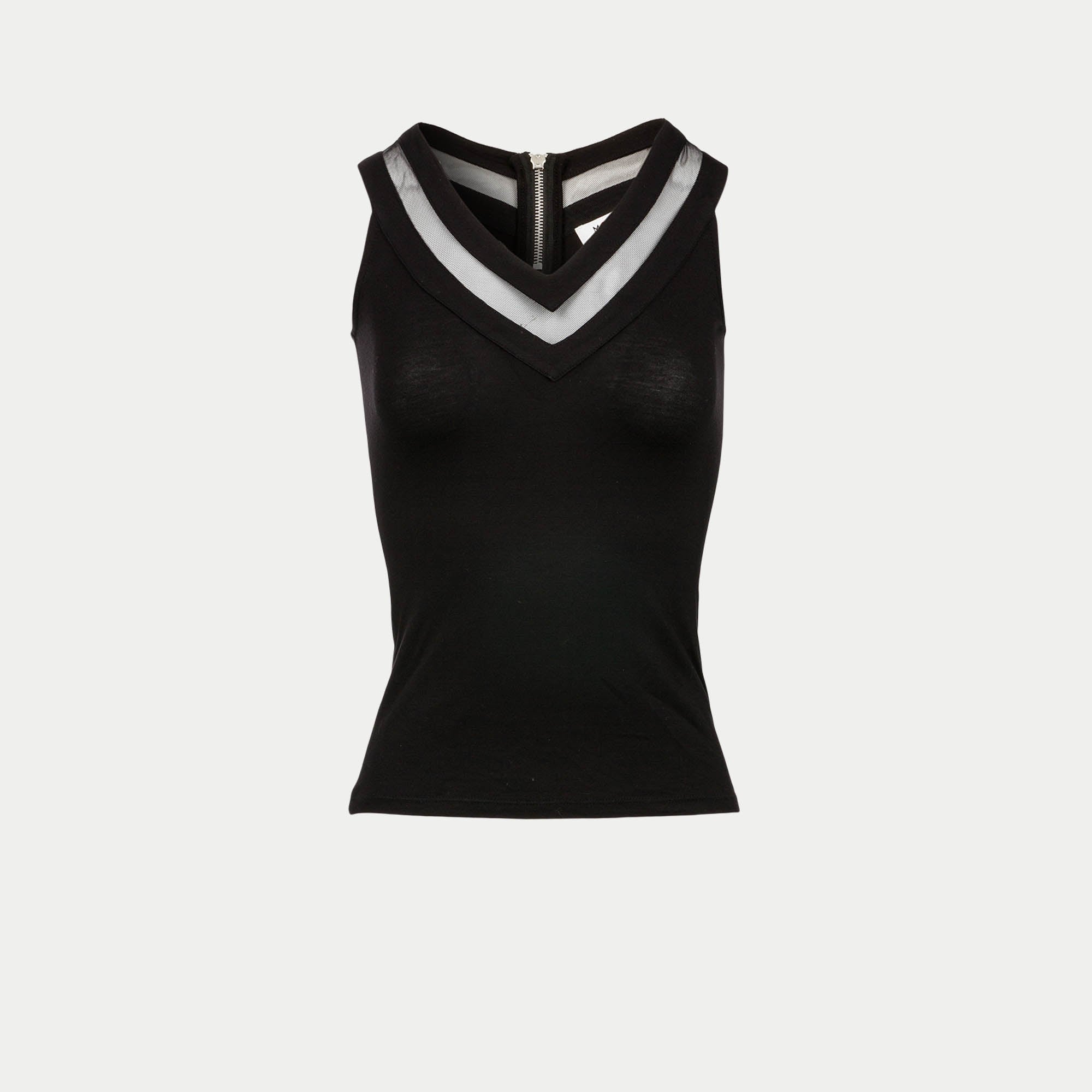 Jersey en tule top zwart vrouw