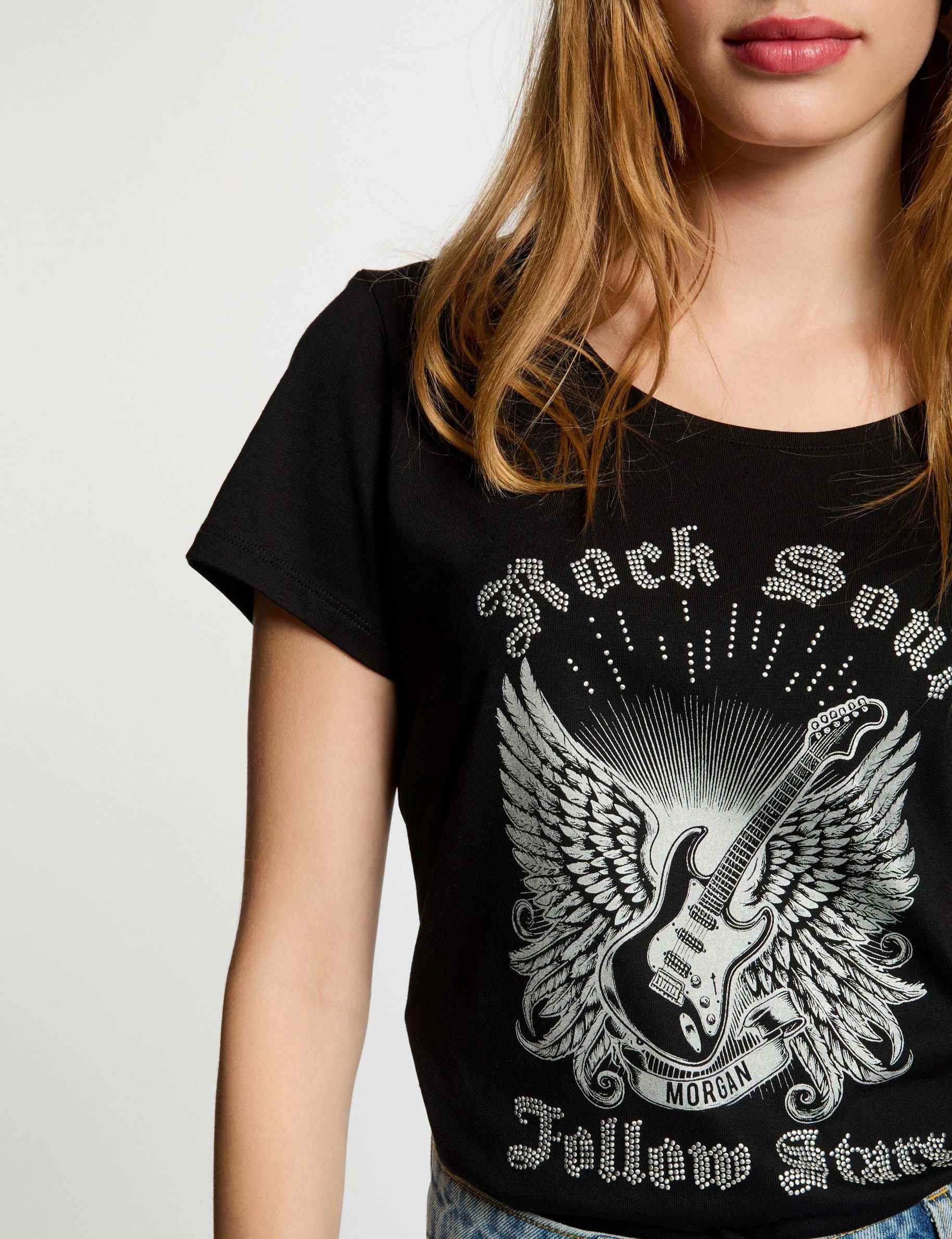 t shirt a inscription noir femme T-shirt à inscription noir femme