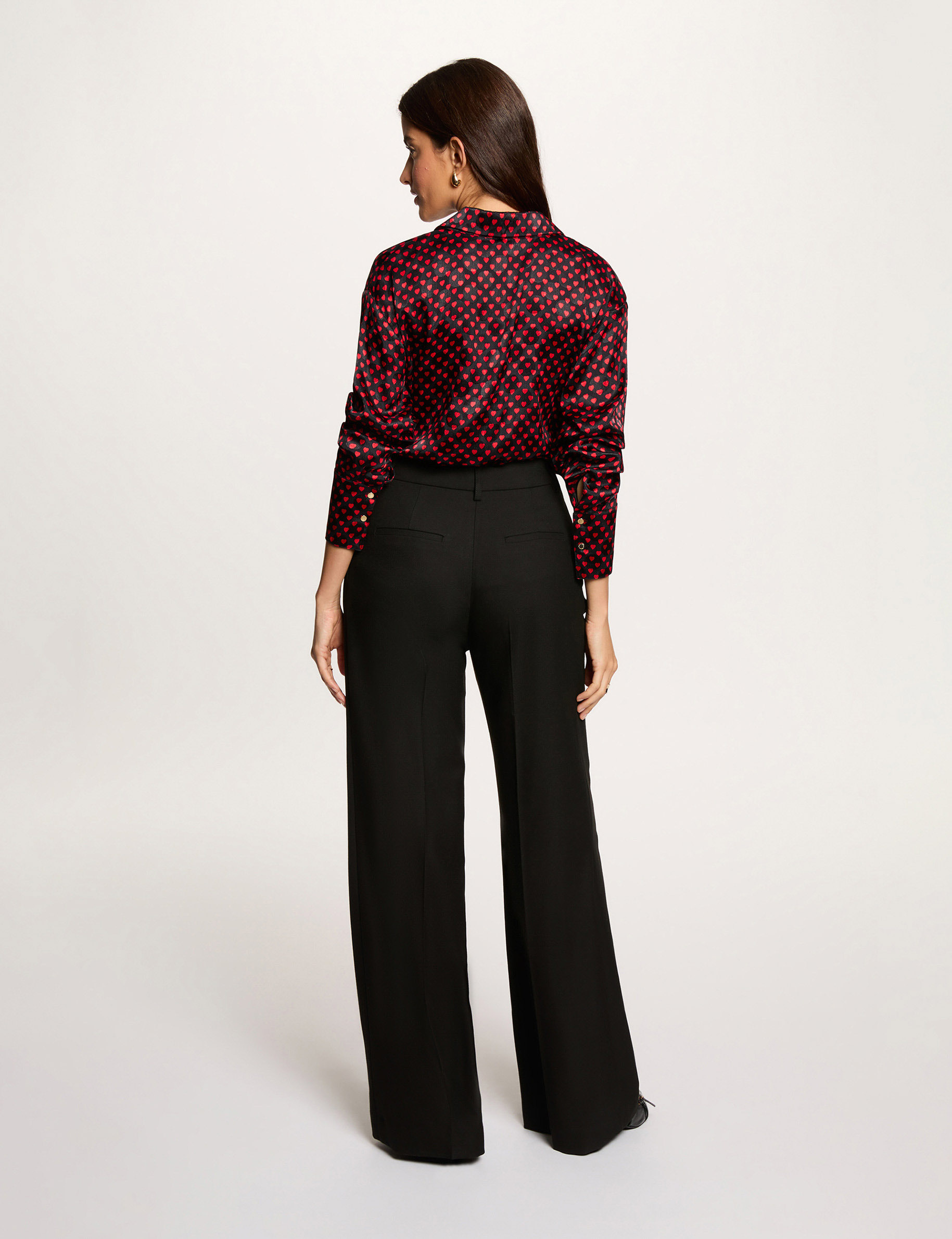 Pantalon large &agrave; pinces noir femme