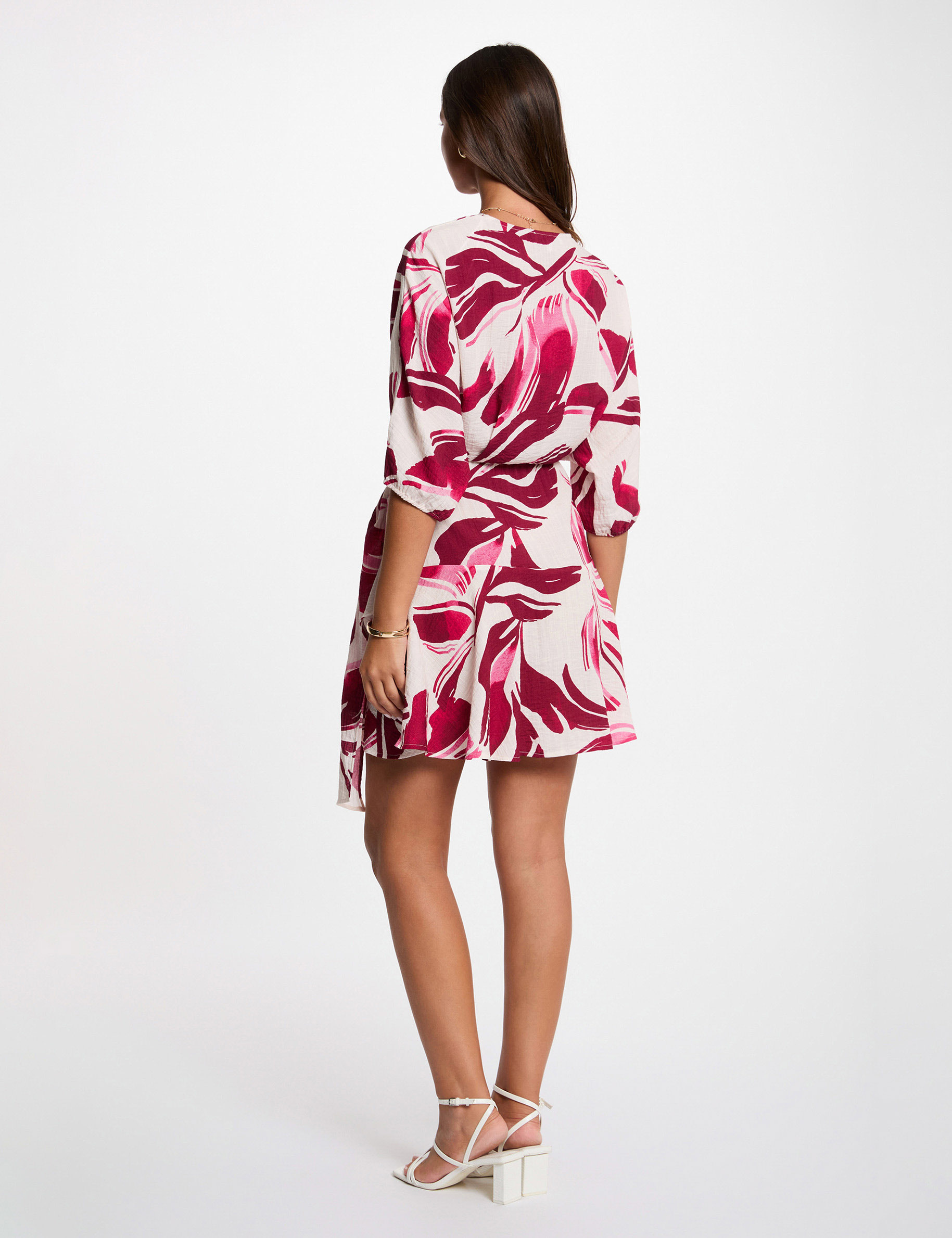 Robe pliss&eacute;e cache coeur multicolore femme