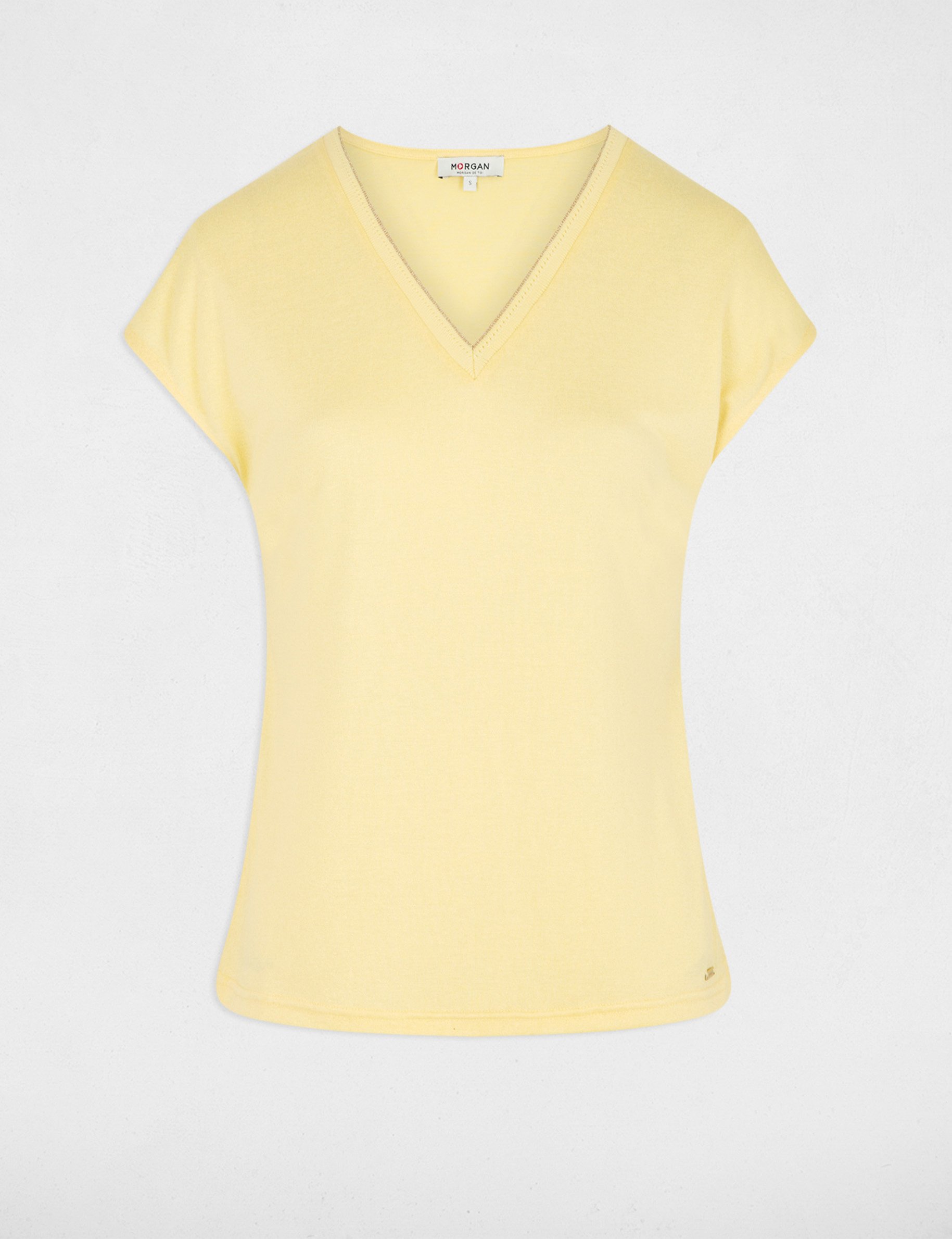 T-shirt manches courtes jaune clair femme