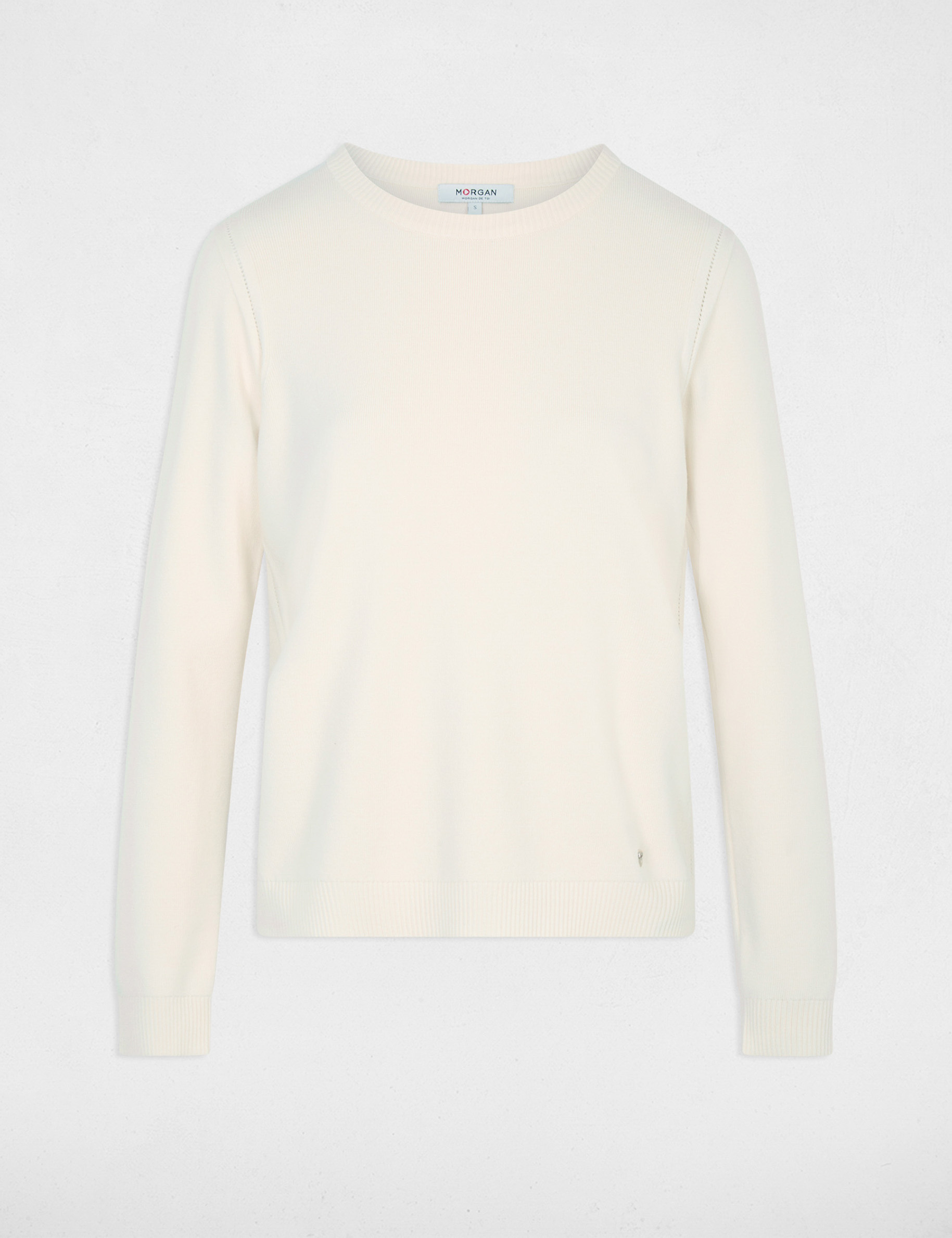 Pull maille relief ivoire femme