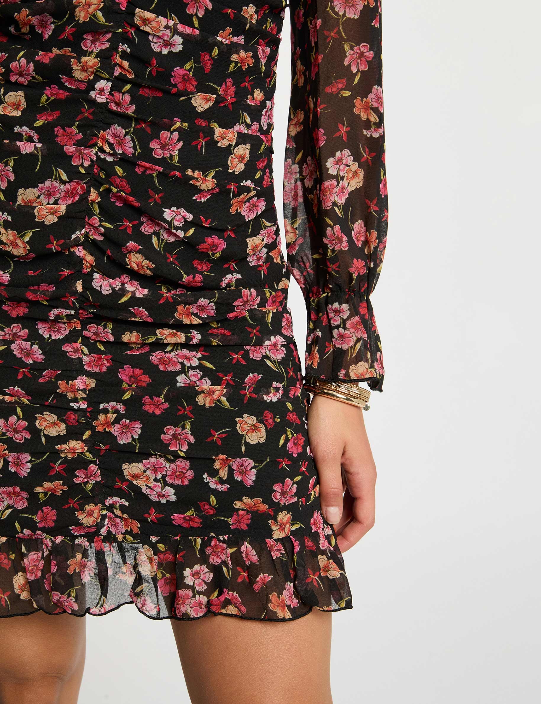 Robe courte ajust&eacute;e multicolore femme