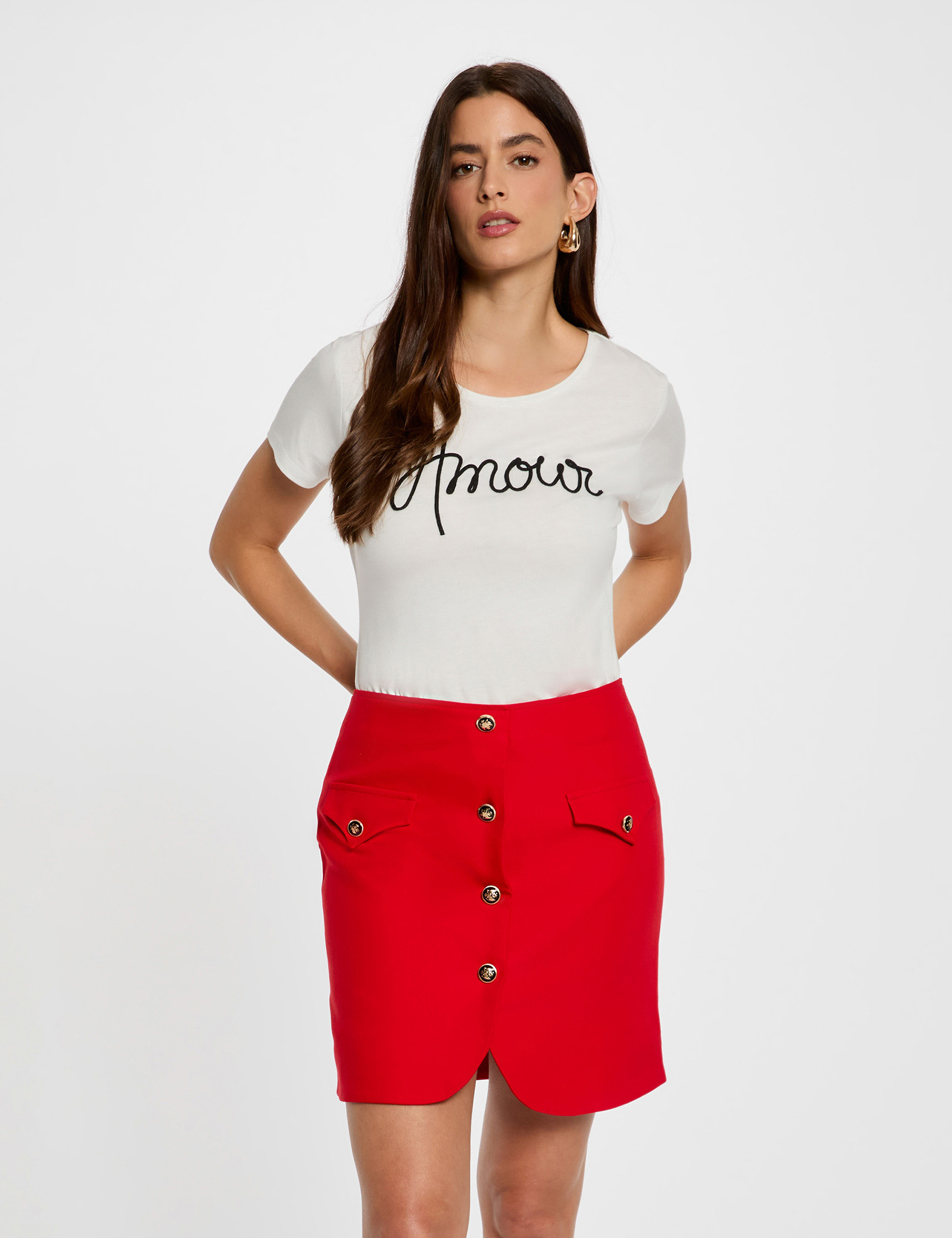 Jupe courte ajustée rouge femme