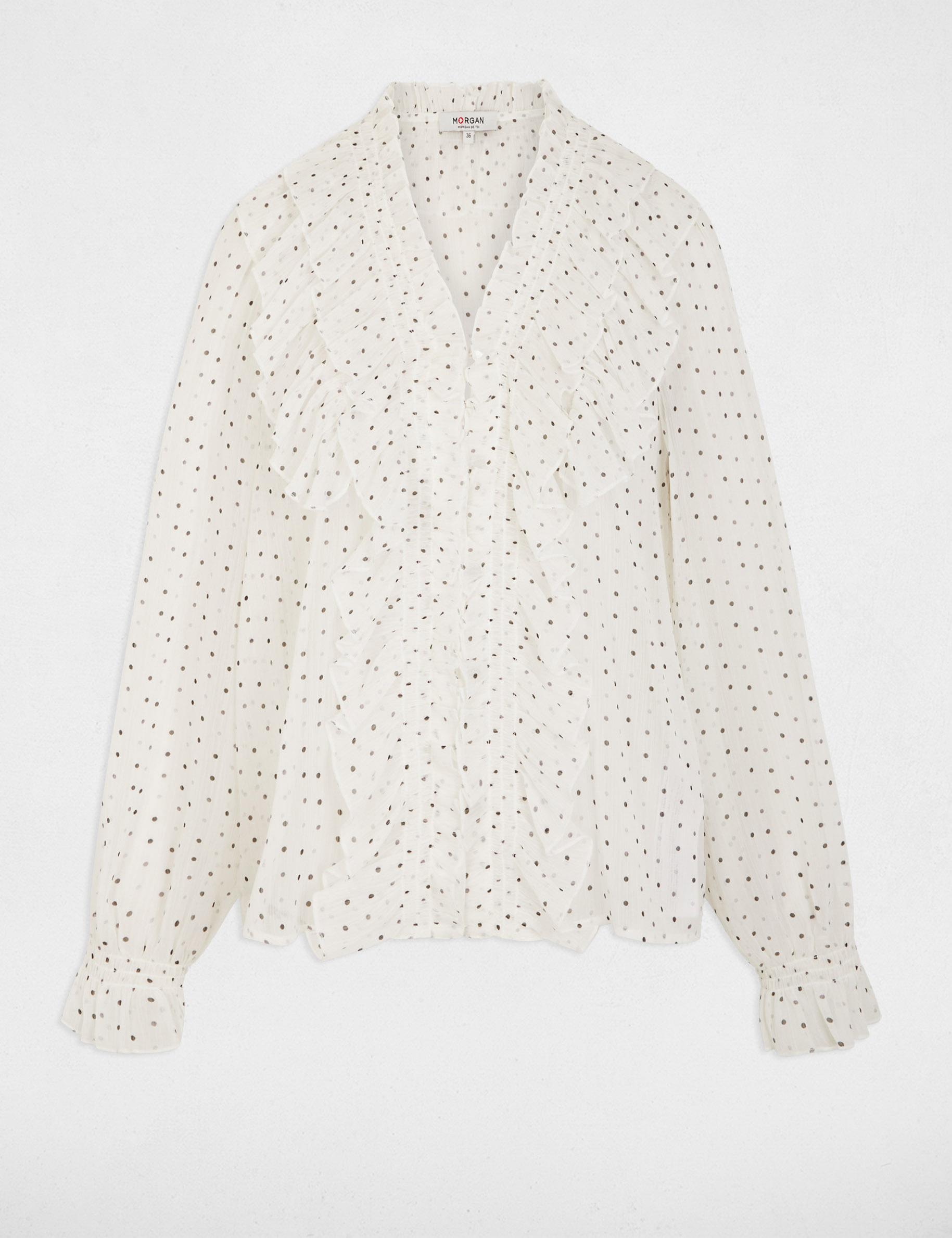 Chemise imprim&eacute;e col v blanc femme