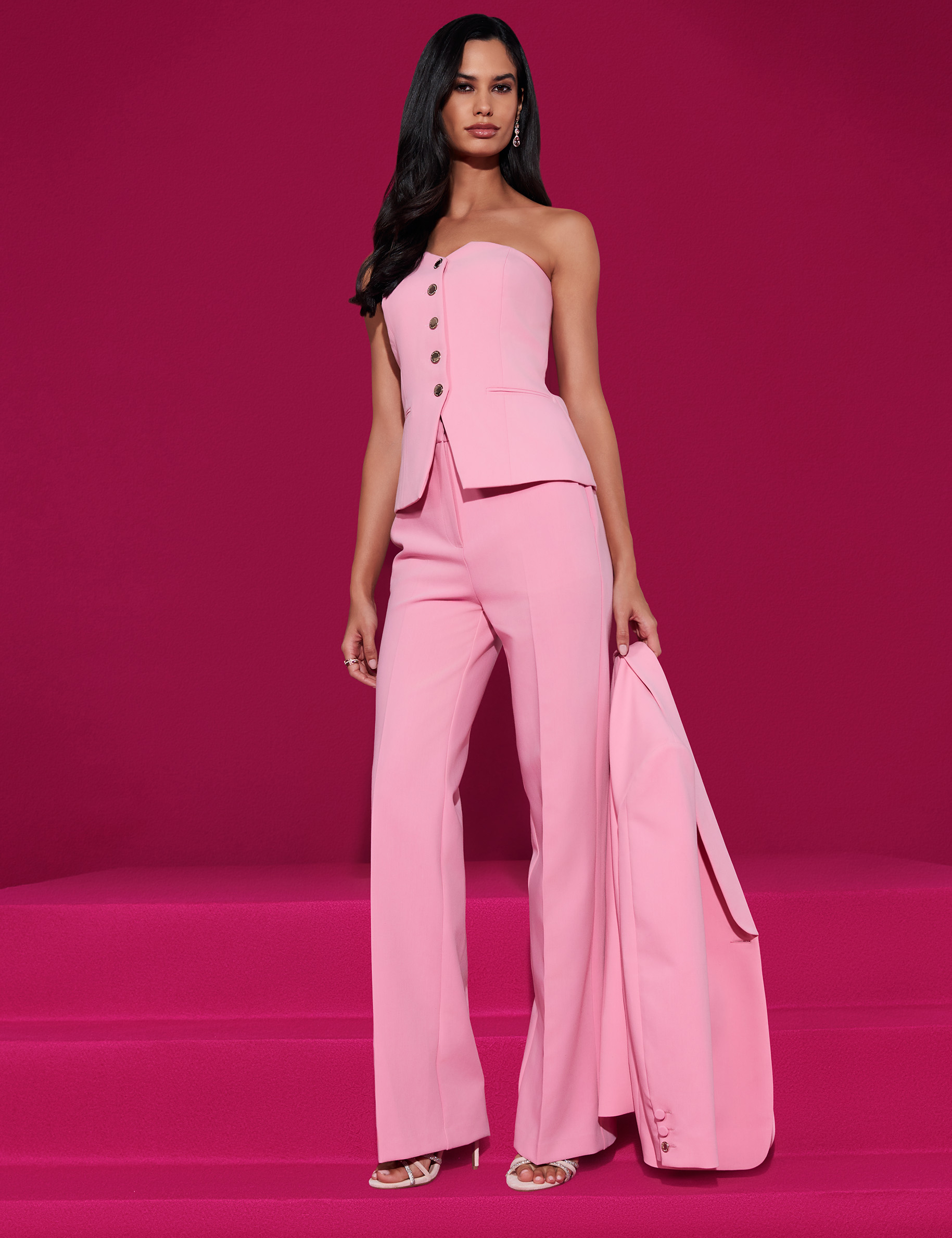 Bustier cintr&eacute; sans manches rose clair femme