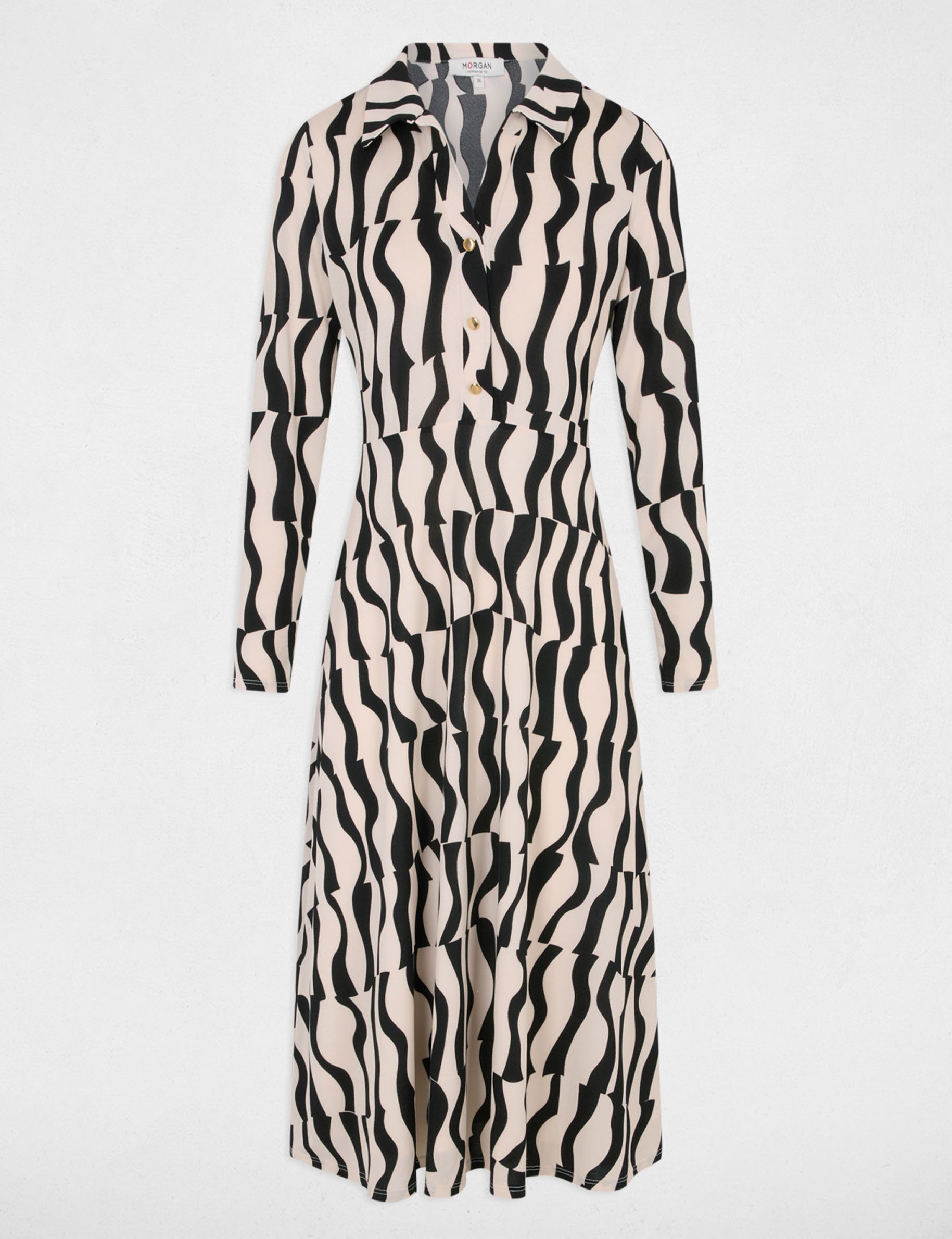 Robe midi droite imprim&eacute;e multicolore femme